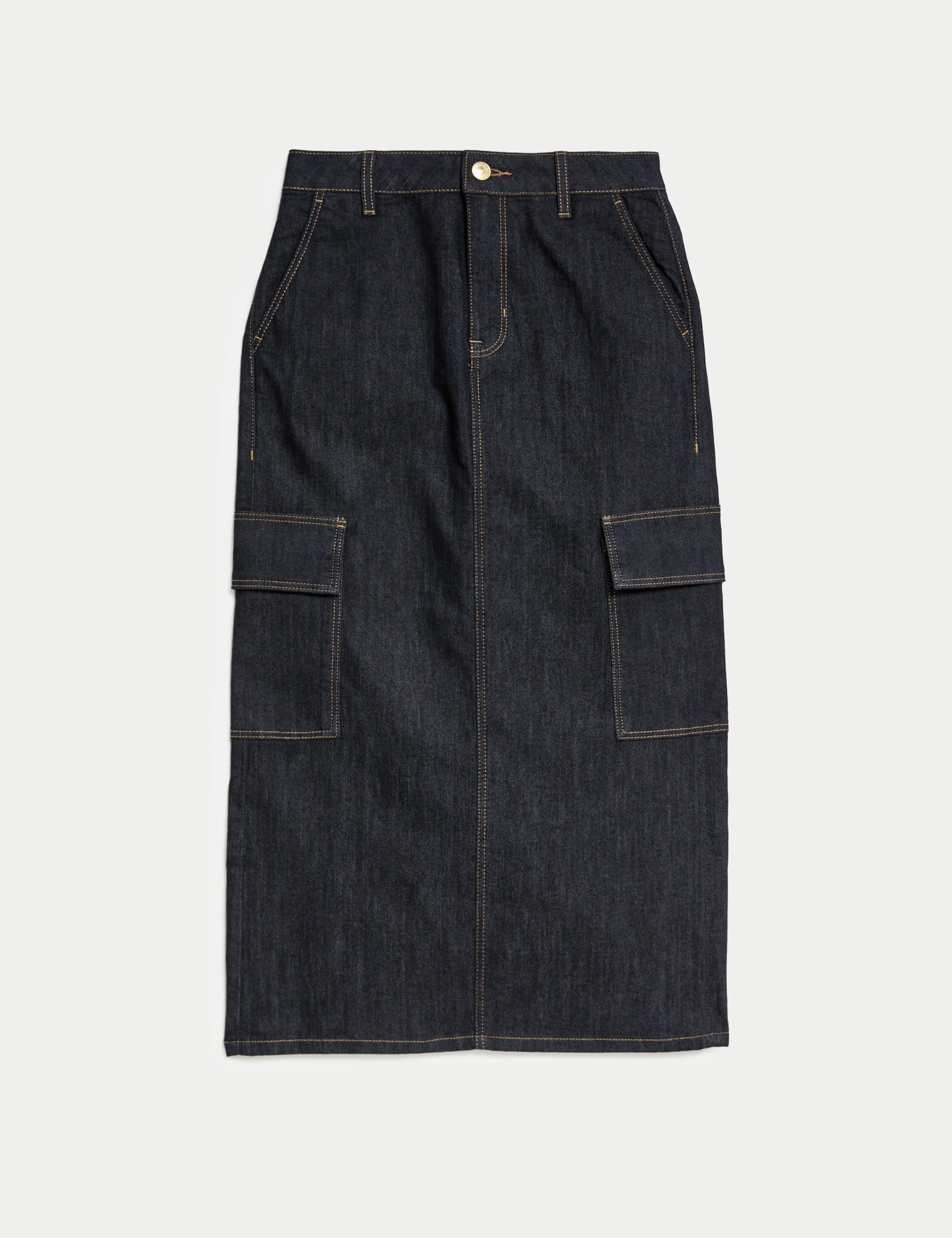 Denim Midi Cargo Skirt