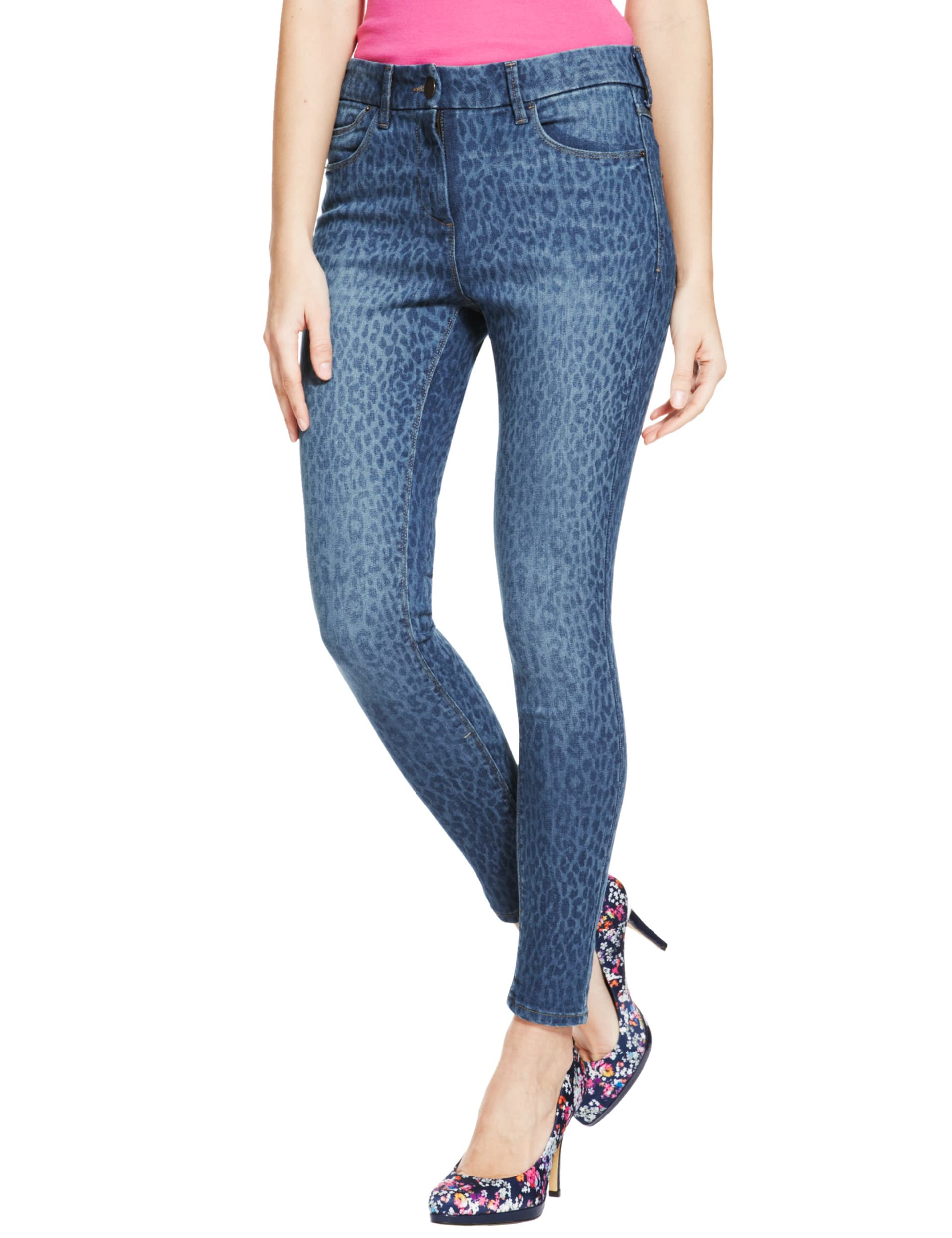 Leopard Print Denim Jeggings M S Collection M S