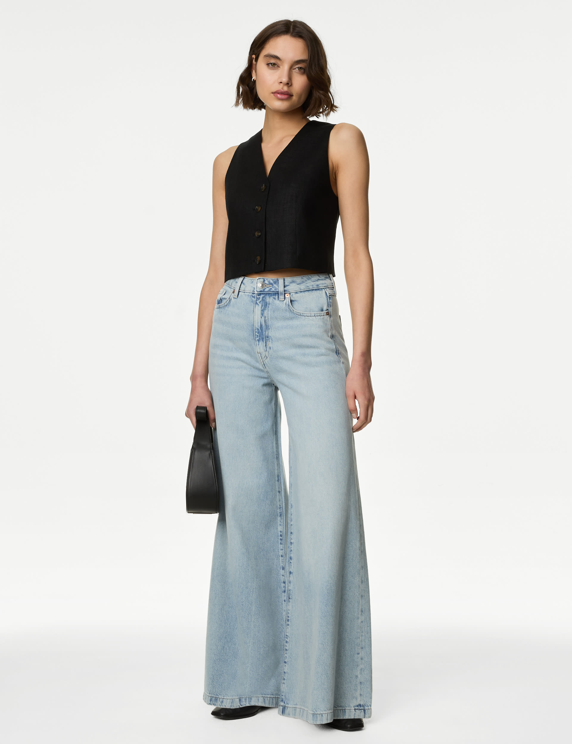 Lyocell™ Blend Wide Palazzo Leg Jeans