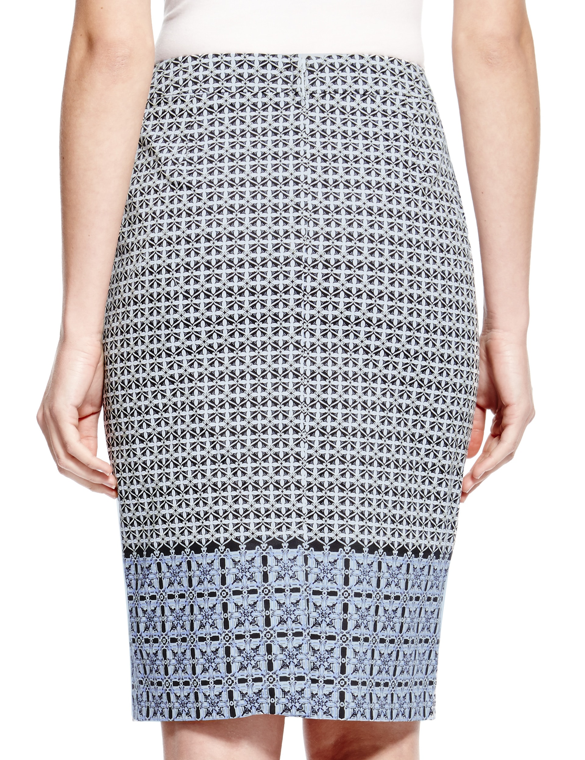 Cotton Rich Tile Border Pencil Skirt Image 2 of 5