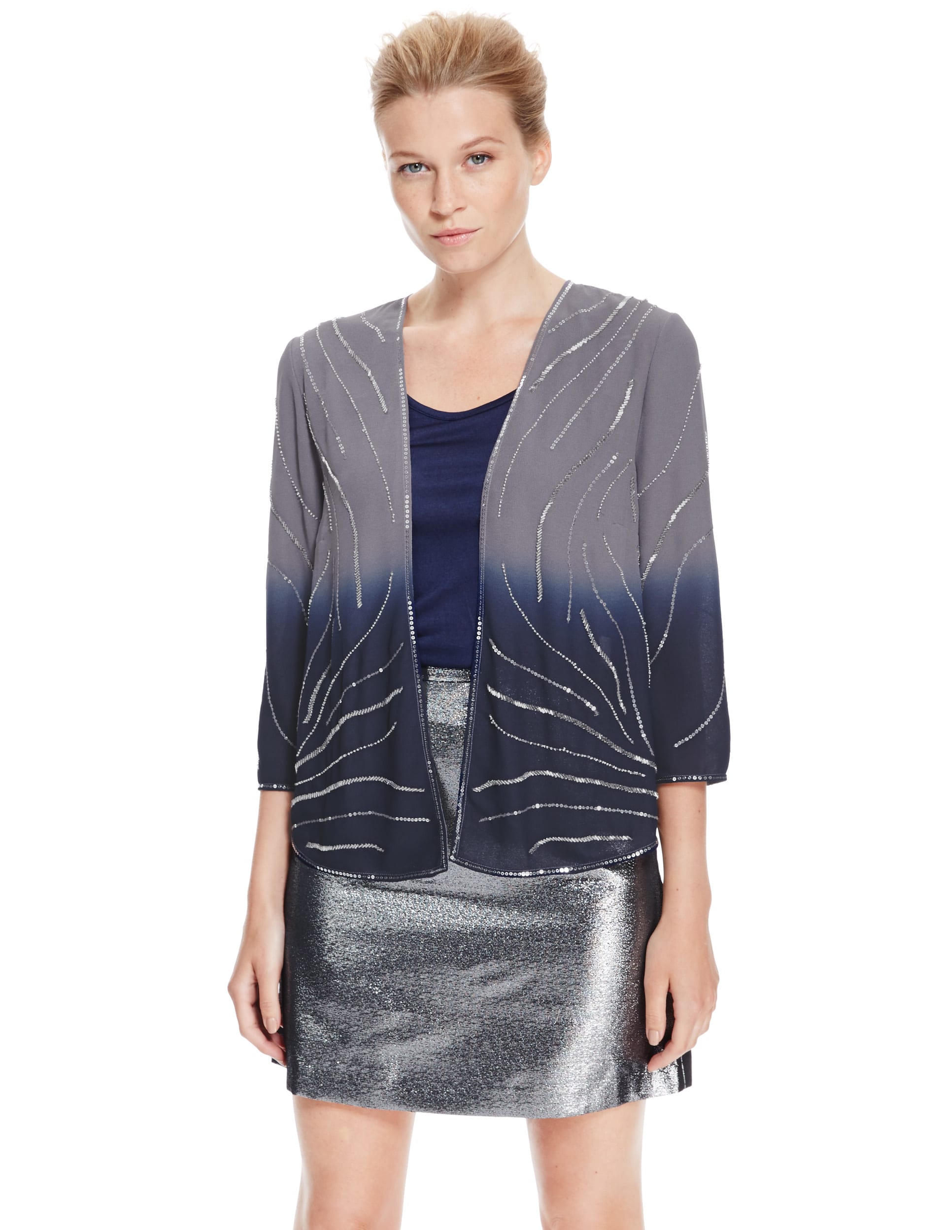 3/4 Sleeve Bead Embellished Jacket Image 2 of 3