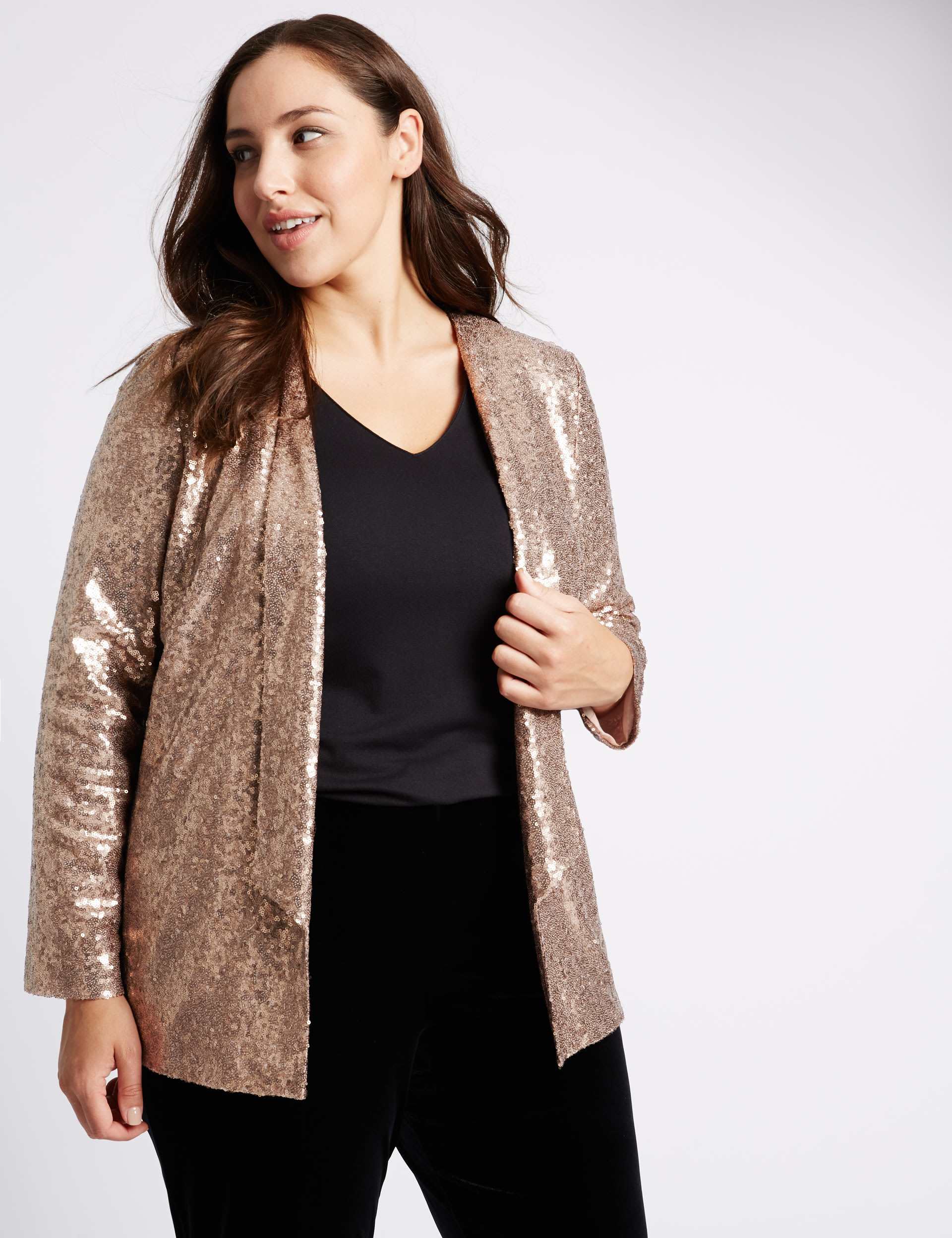 Long sleeve sequin jacket best sale