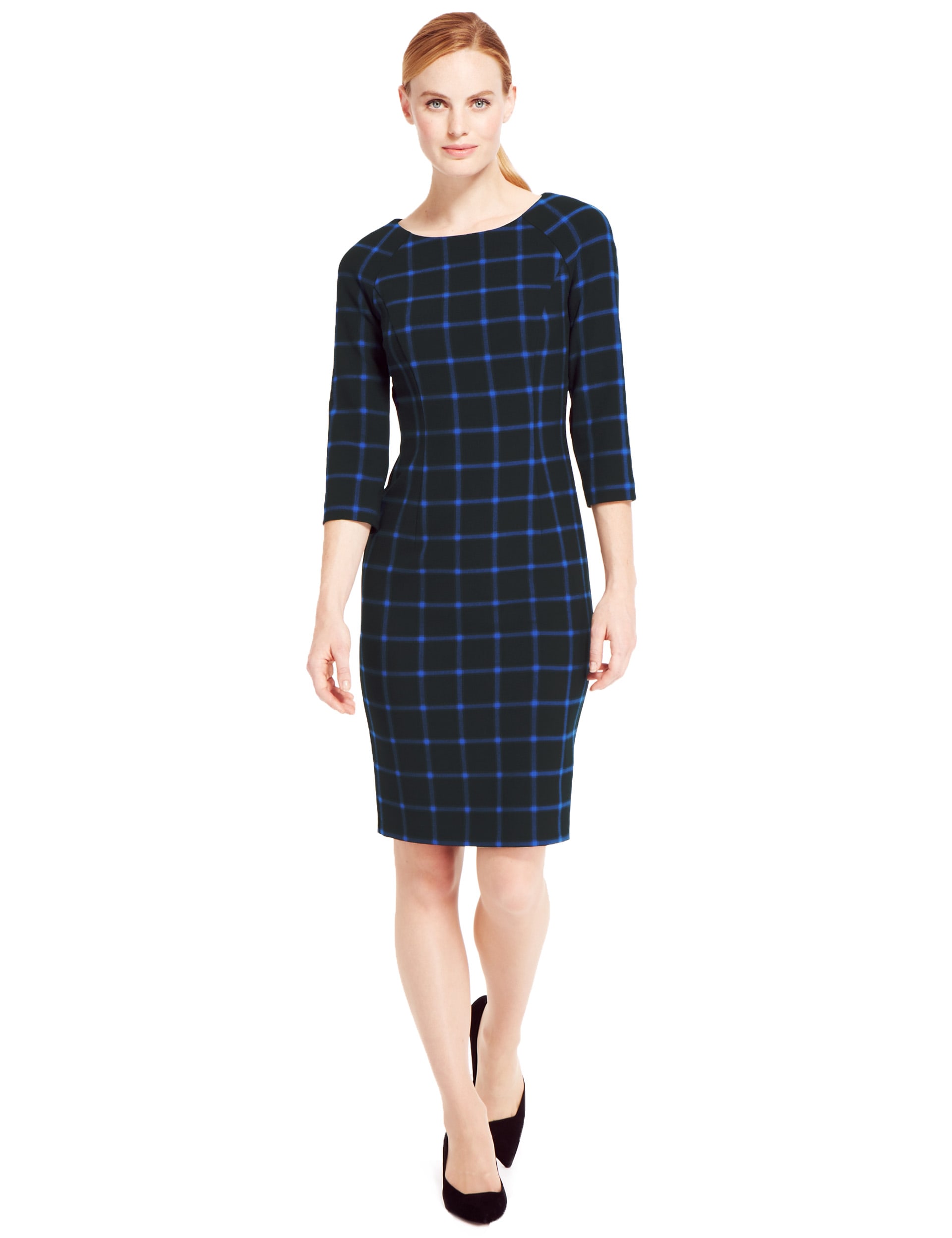 Windowpane Check Bodycon Dress Image 2 of 4