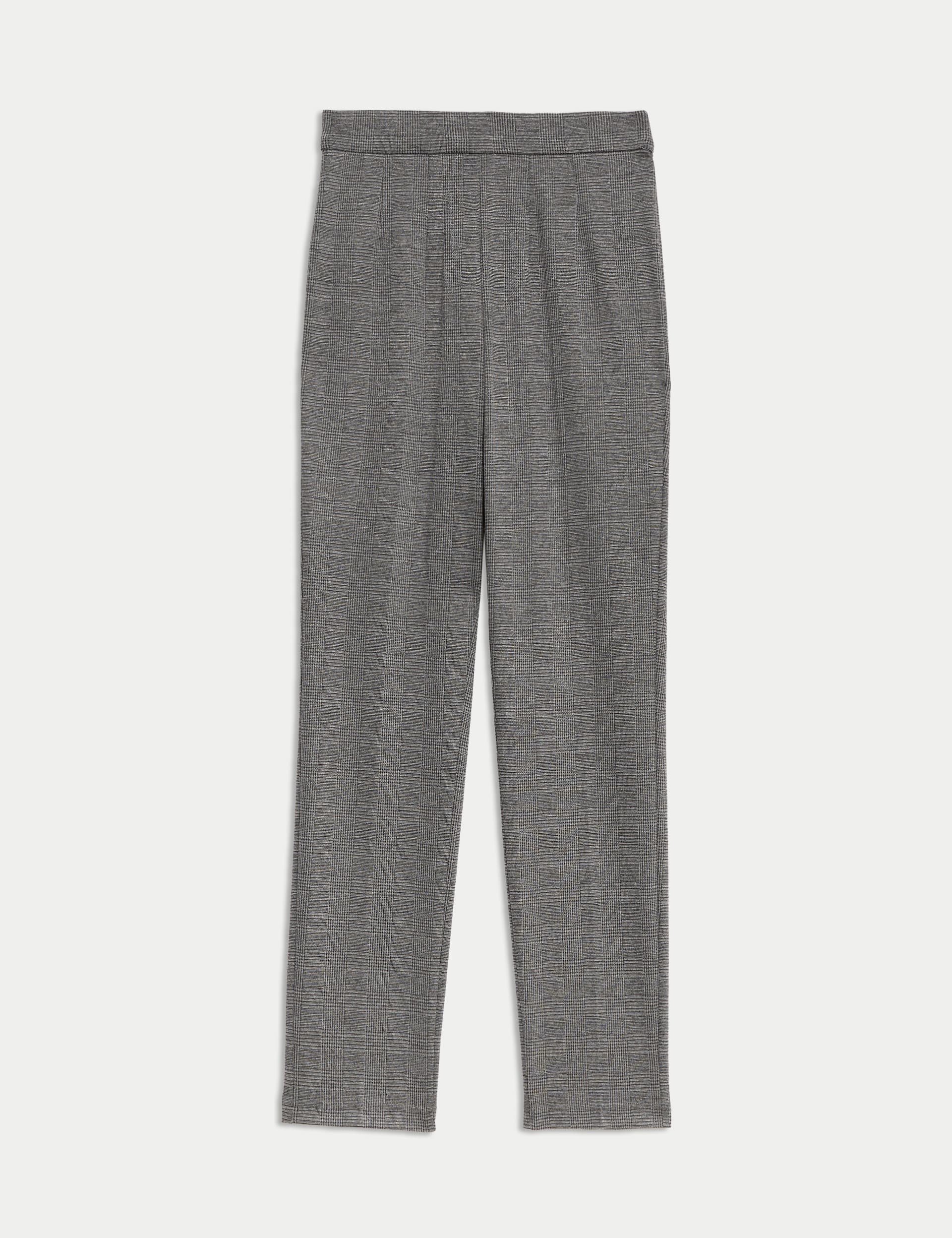 Jersey Checked Slim Fit Trousers