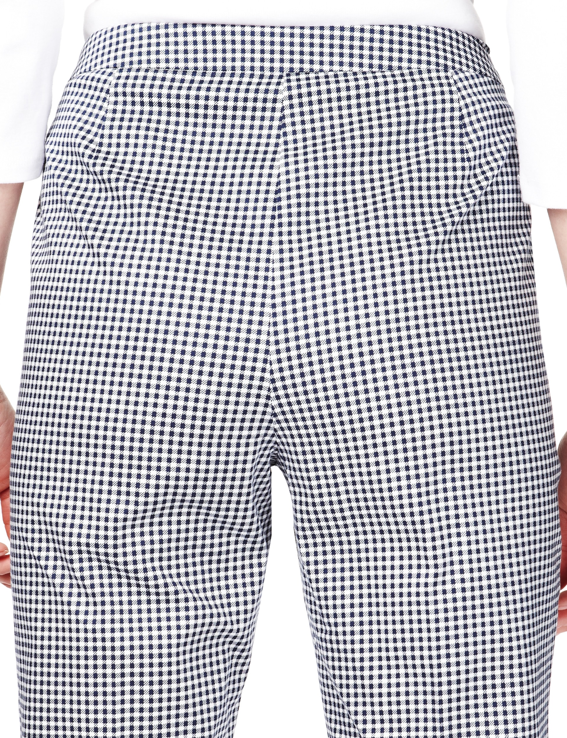 Cotton Rich Gingham Print Cropped Trousers Image 2 of 5