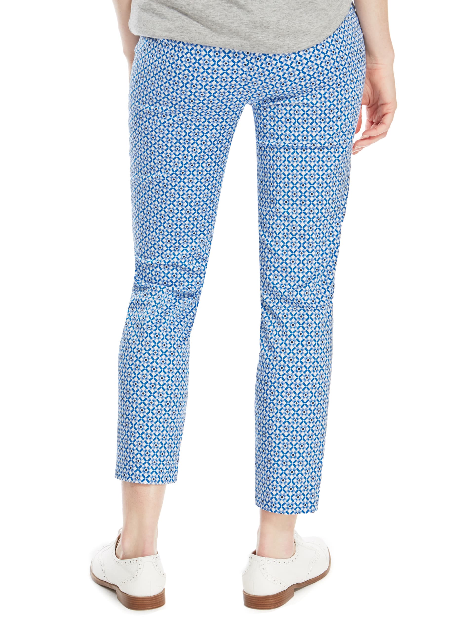 Cotton Rich Mosaic Print 7/8 Cropped Trousers Image 2 of 4