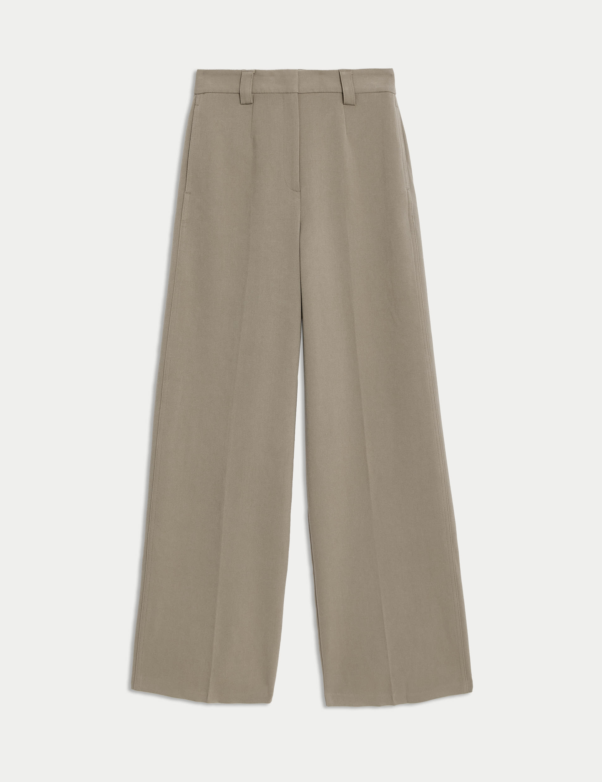 Crepe Tab Detail Wide Leg Trousers