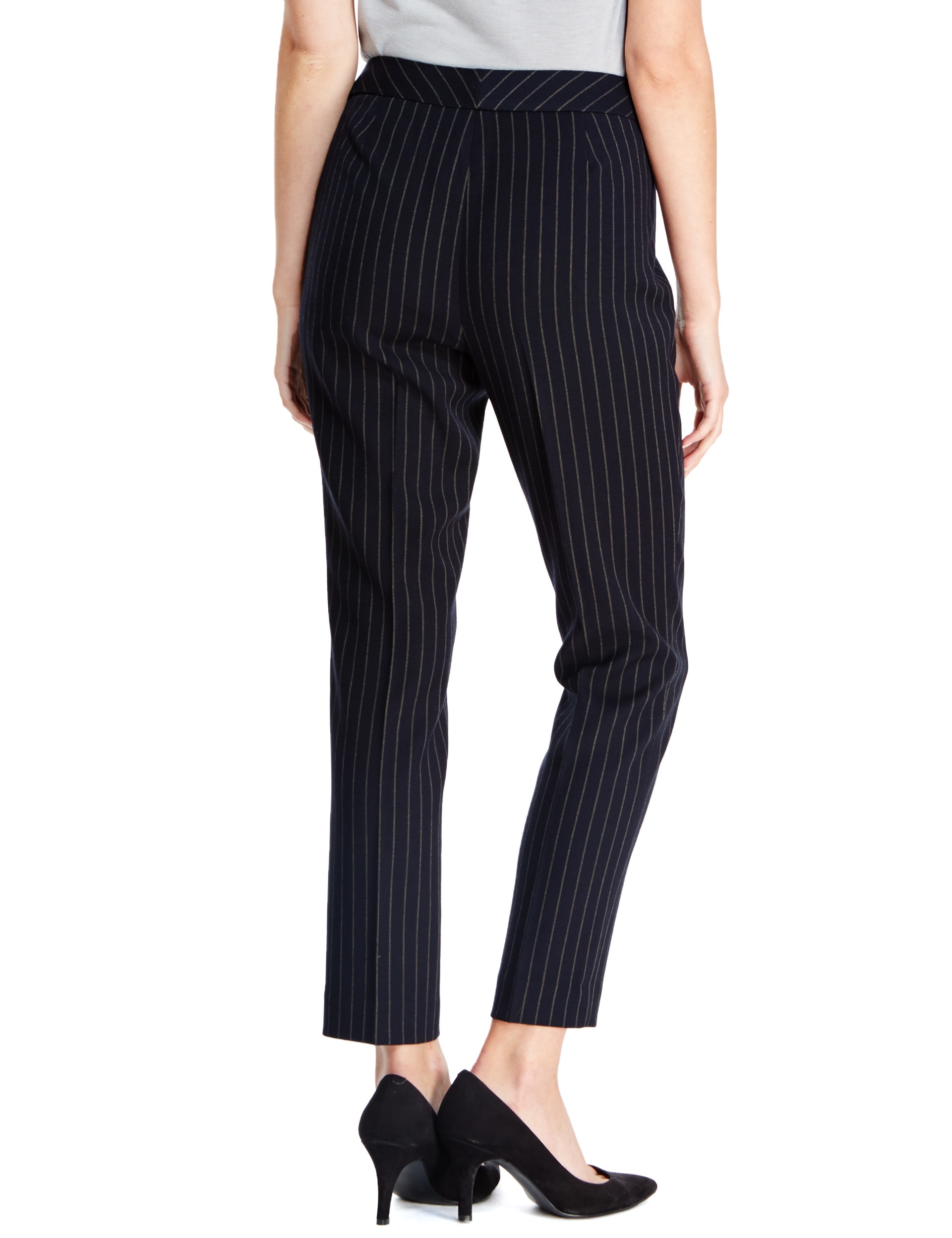The Signature Collection Pinstriped Straight Leg Trousers with Wool Image 2 of 4