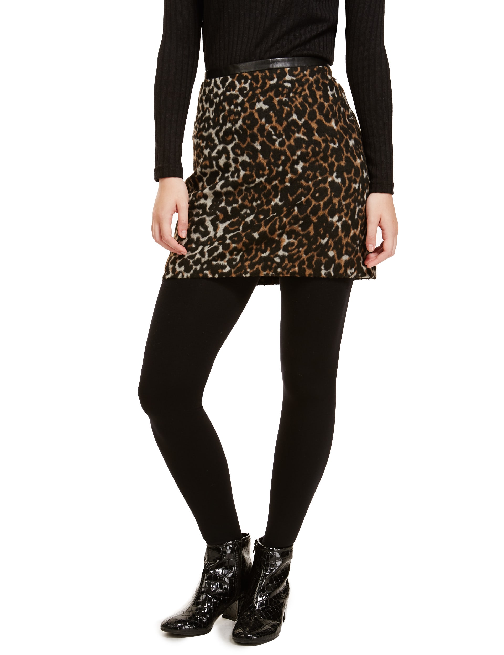 Leopard print a line mini skirt hotsell