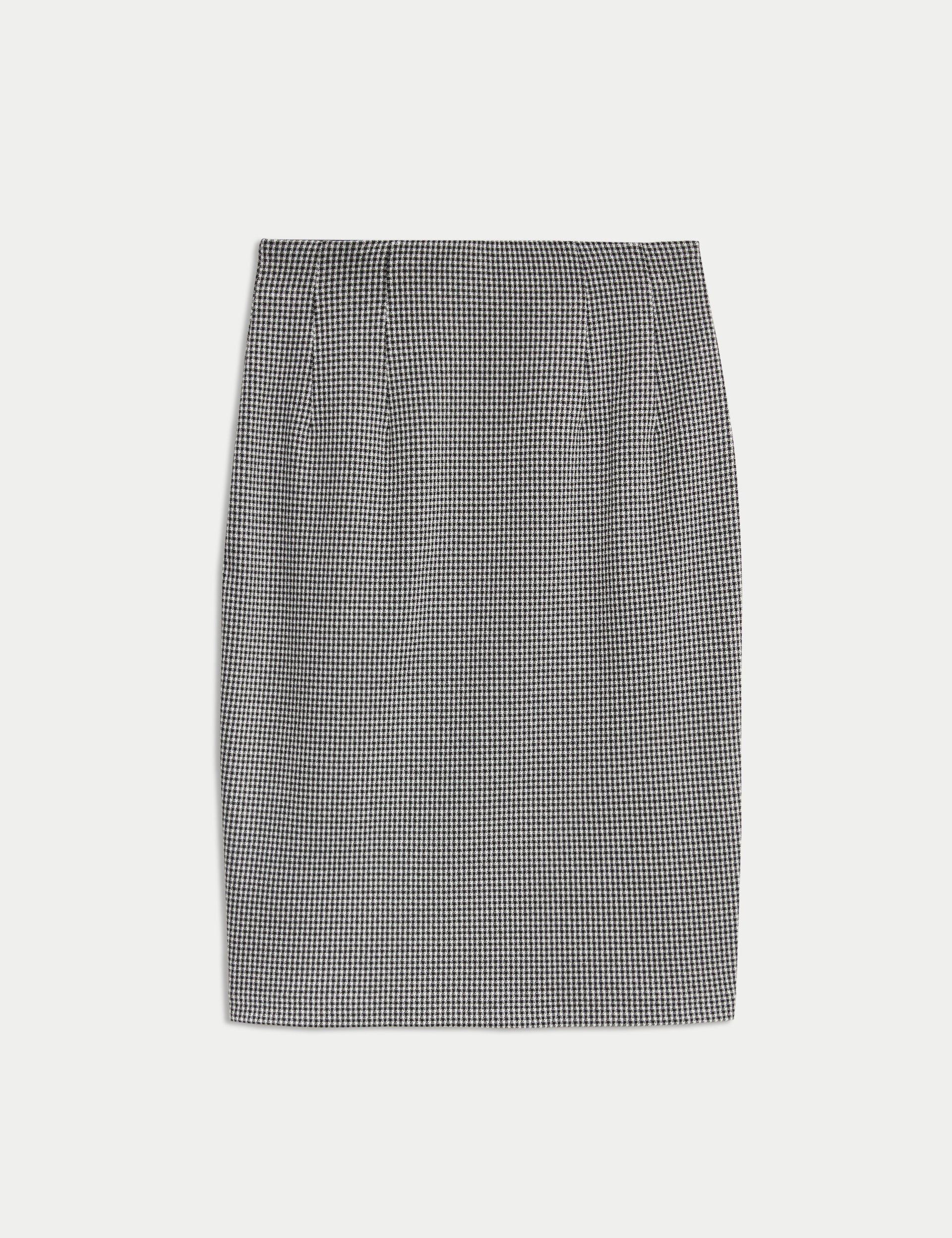Jersey Checked Knee Length Pencil Skirt
