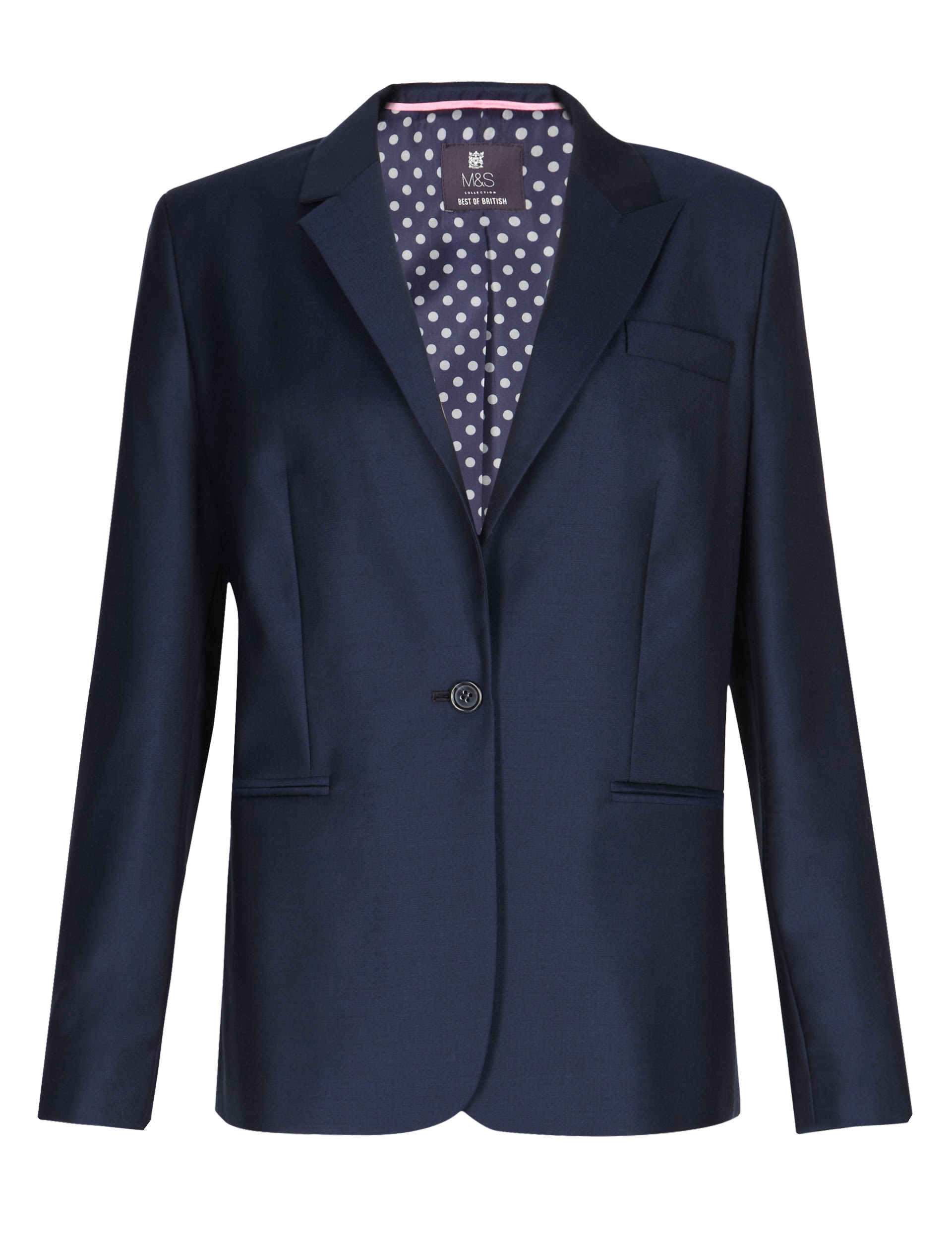 Best of British Pure New Wool Peak Lapel Tailored Jacket Image 2 of 7