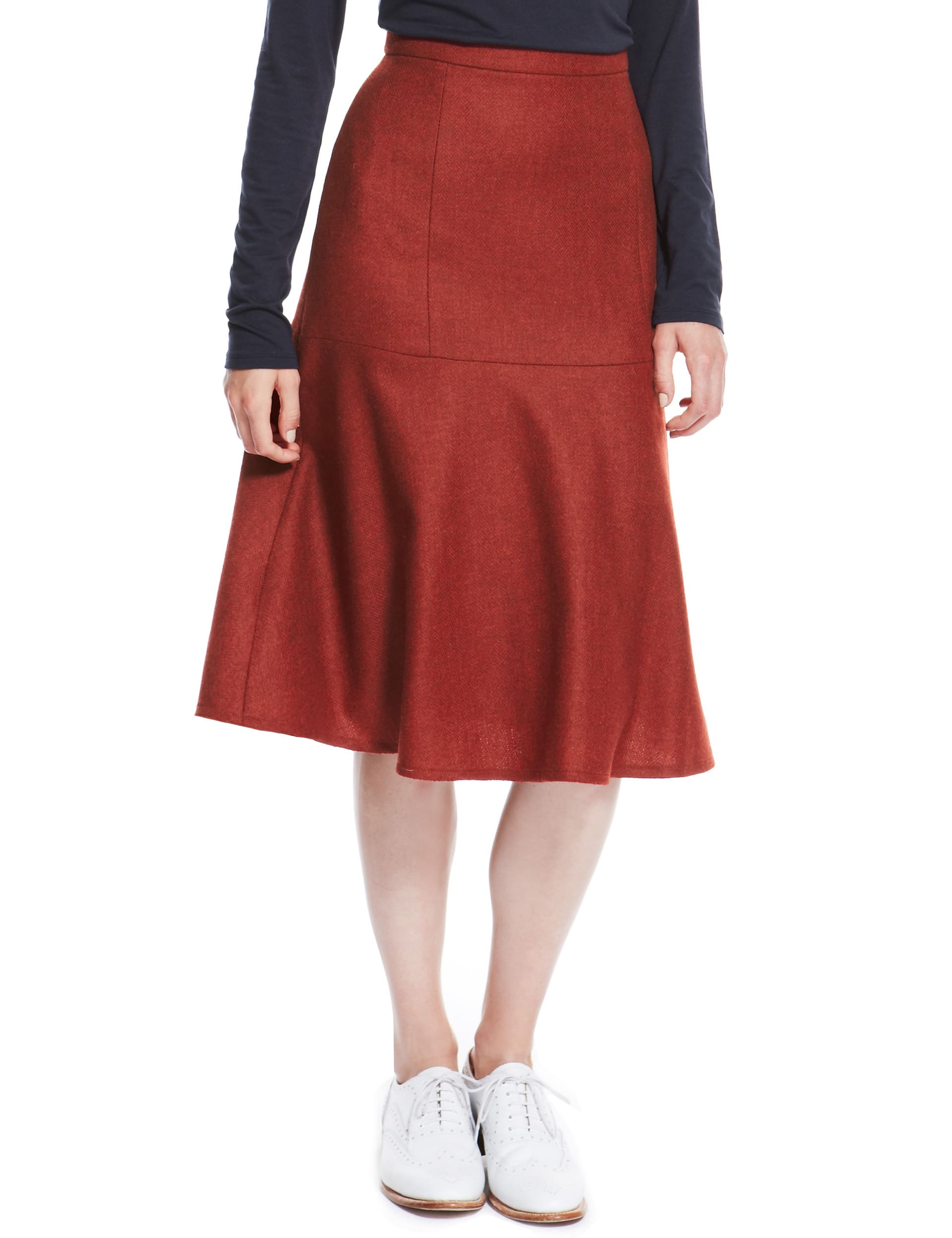Best of British Pure Wool Panelled Flippy Skirt M S Collection M S