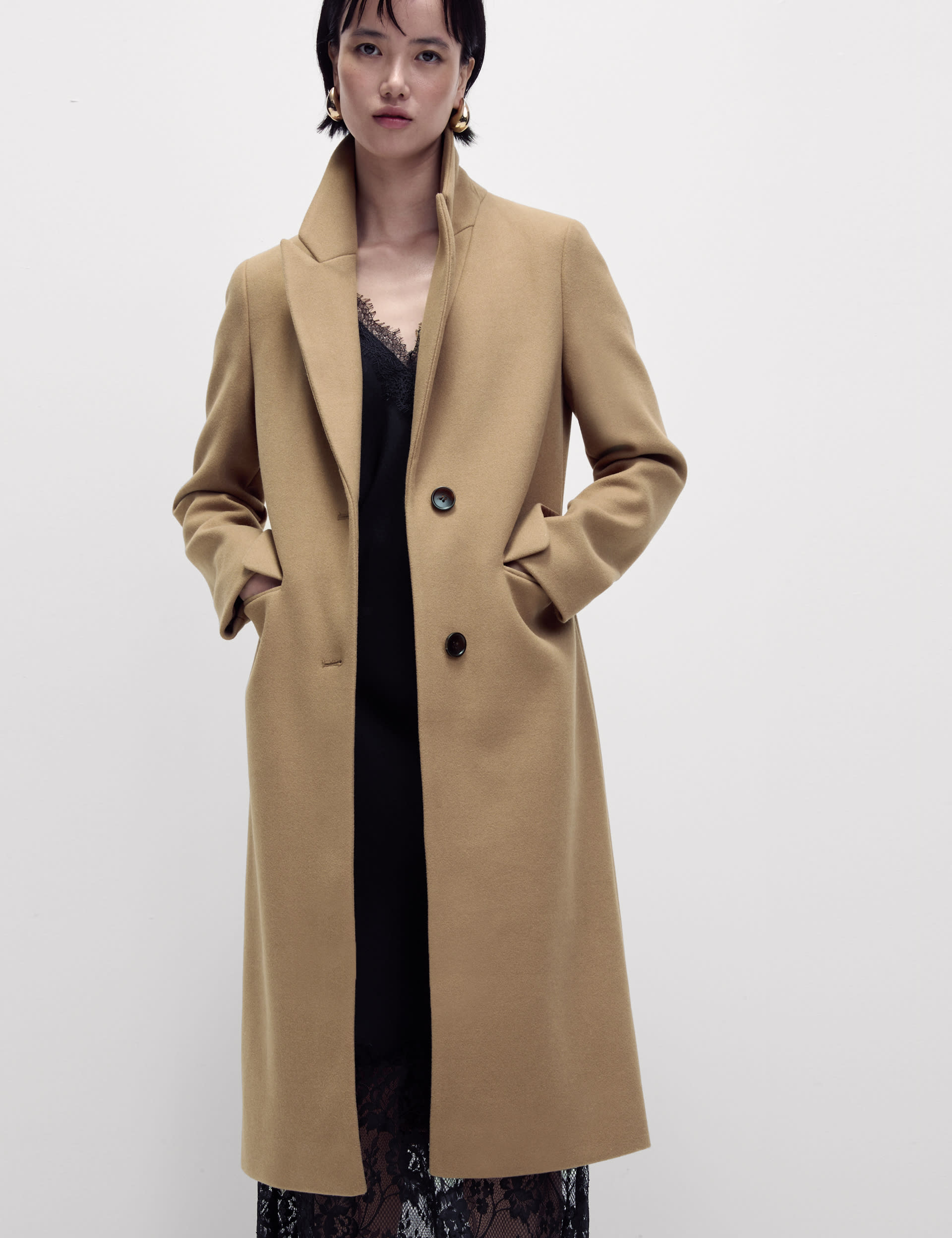 Single Breasted Longline Tailored Coat M S Collection M S