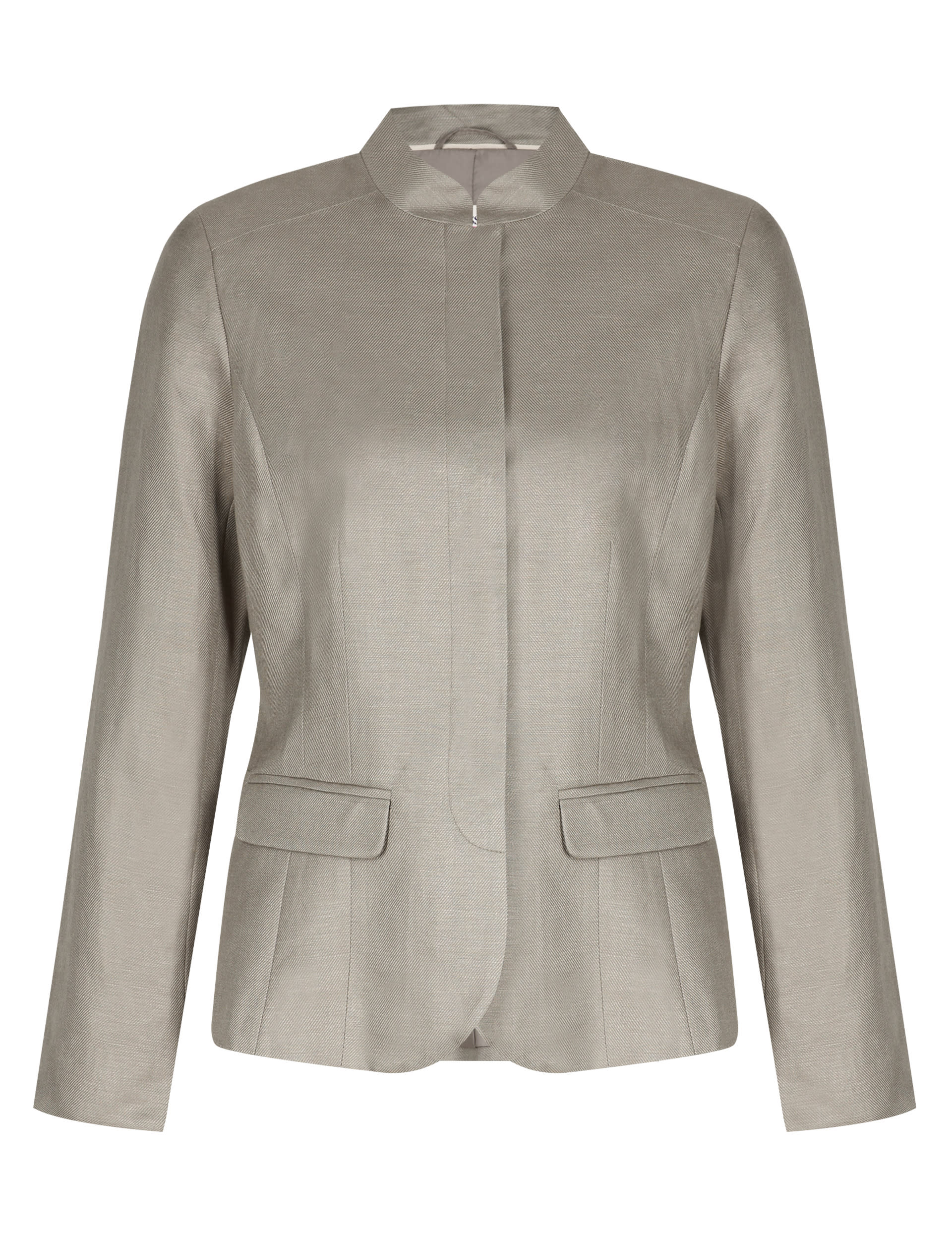 Linen Blend Nehru Collar Jacket Classic M S