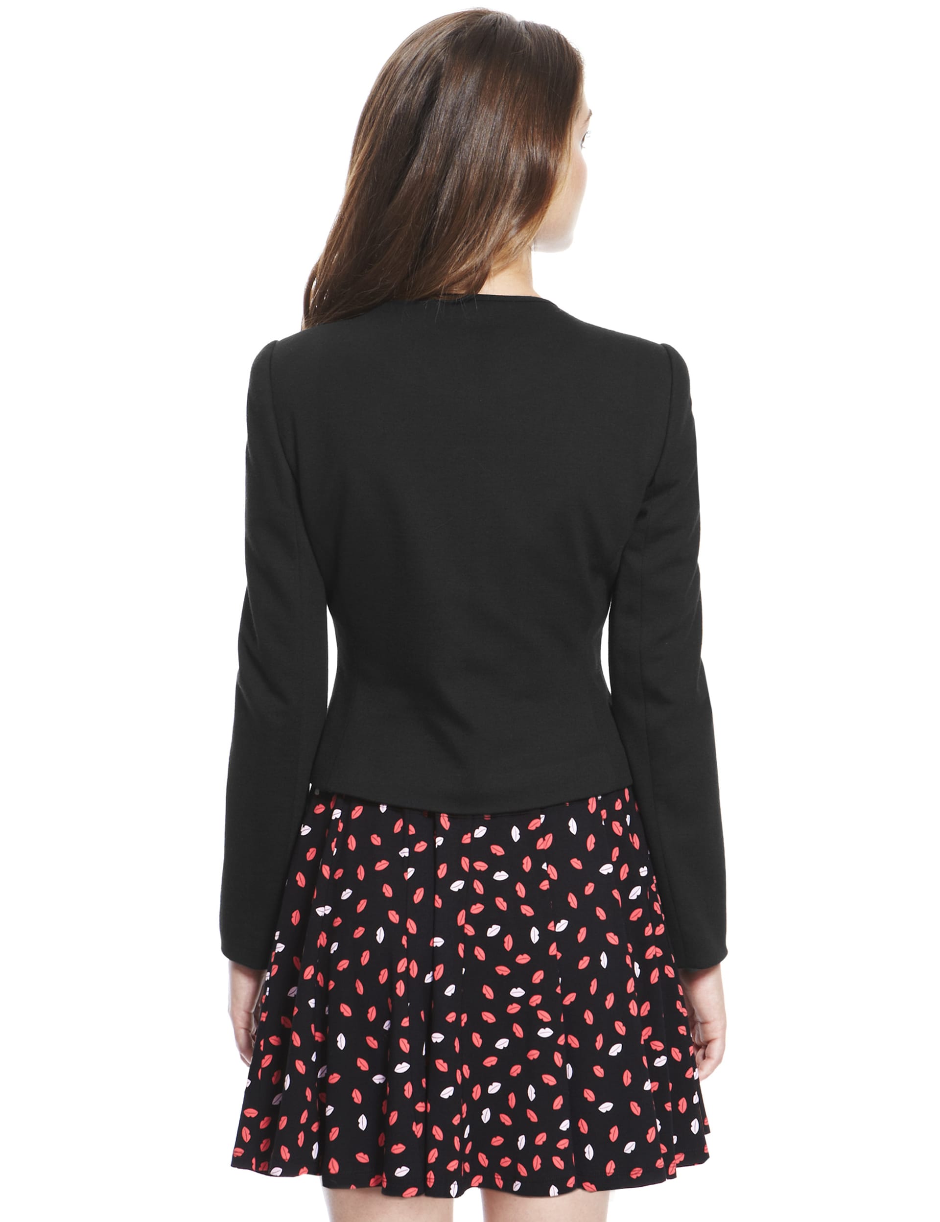 PETITE Round Neck Ponte Biker Jacket Image 2 of 4