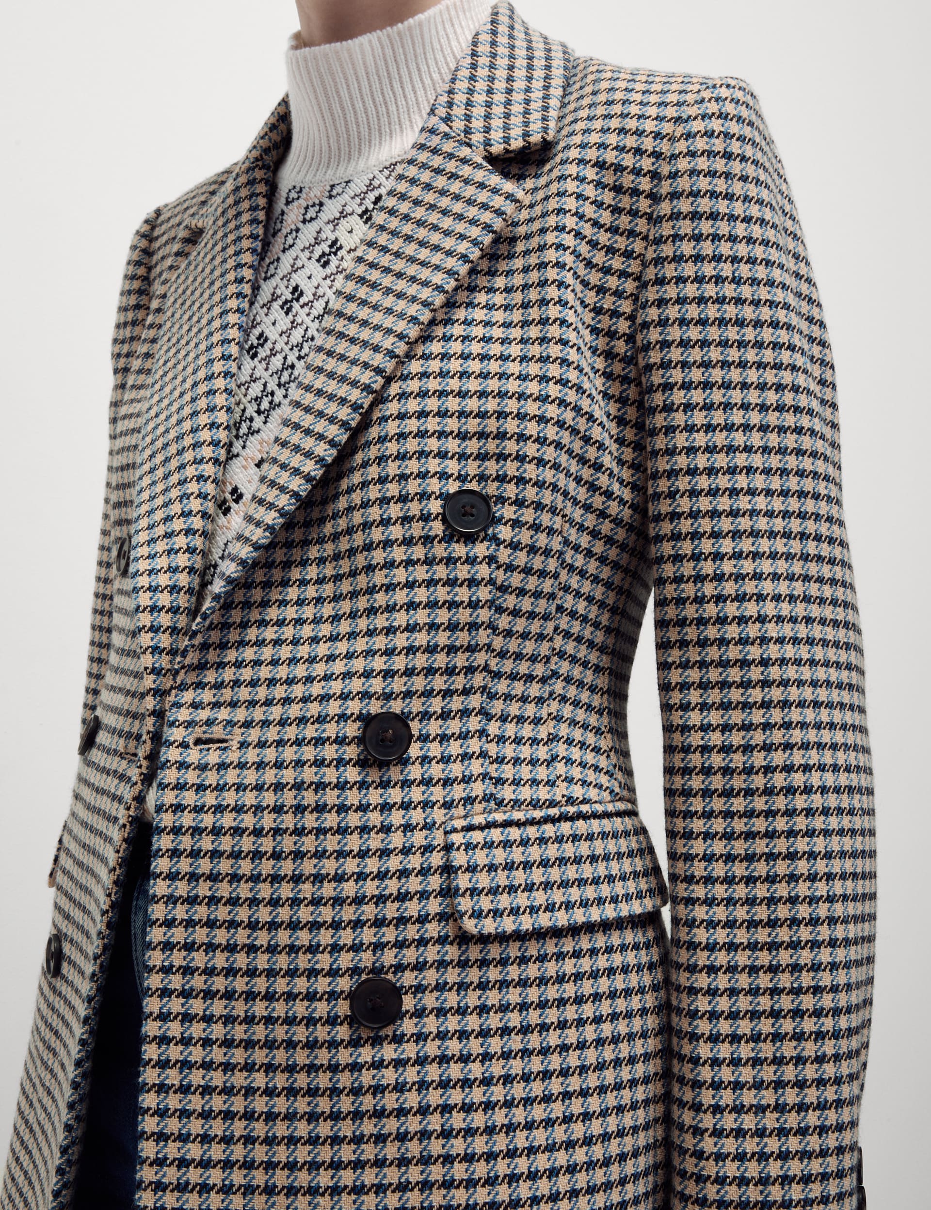 Tweed Tailored Houndstooth Blazer with Wool M S Collection M S