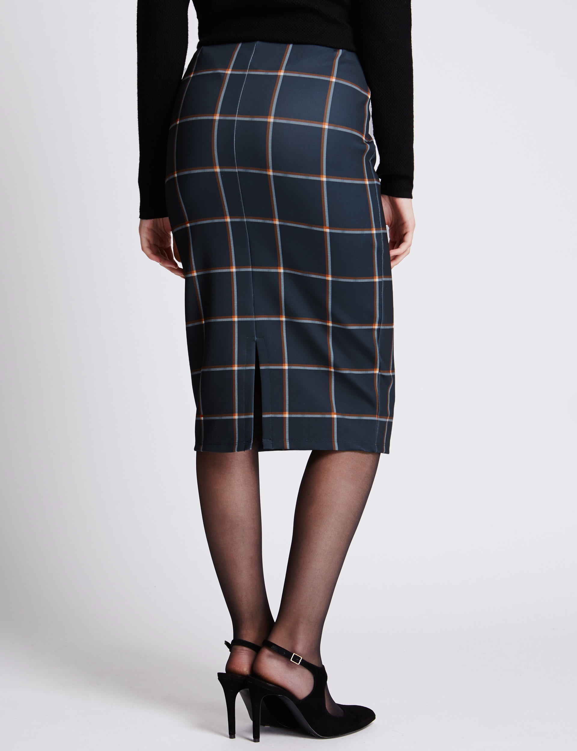 Check midi pencil skirt hotsell