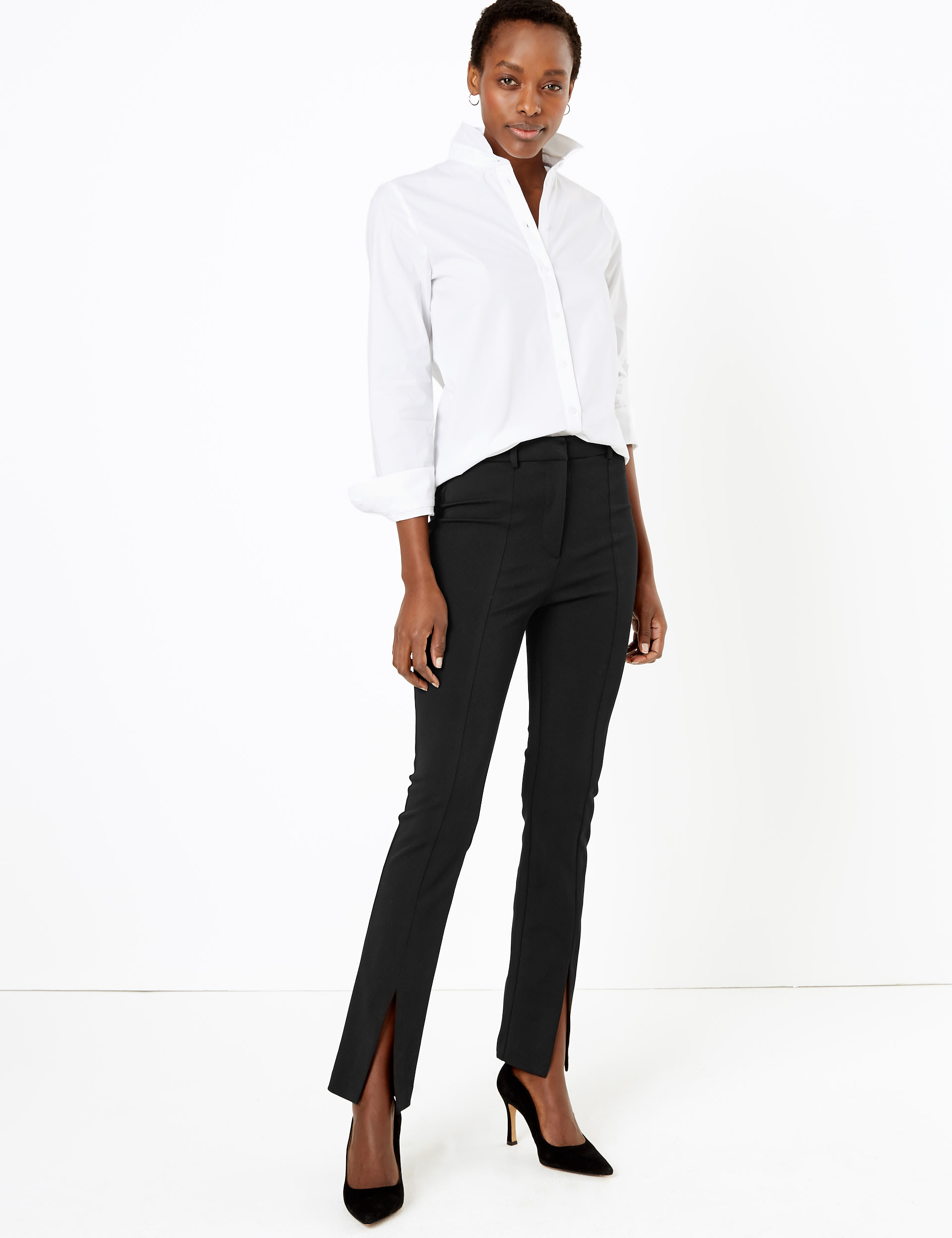 Front split hem trousers best sale