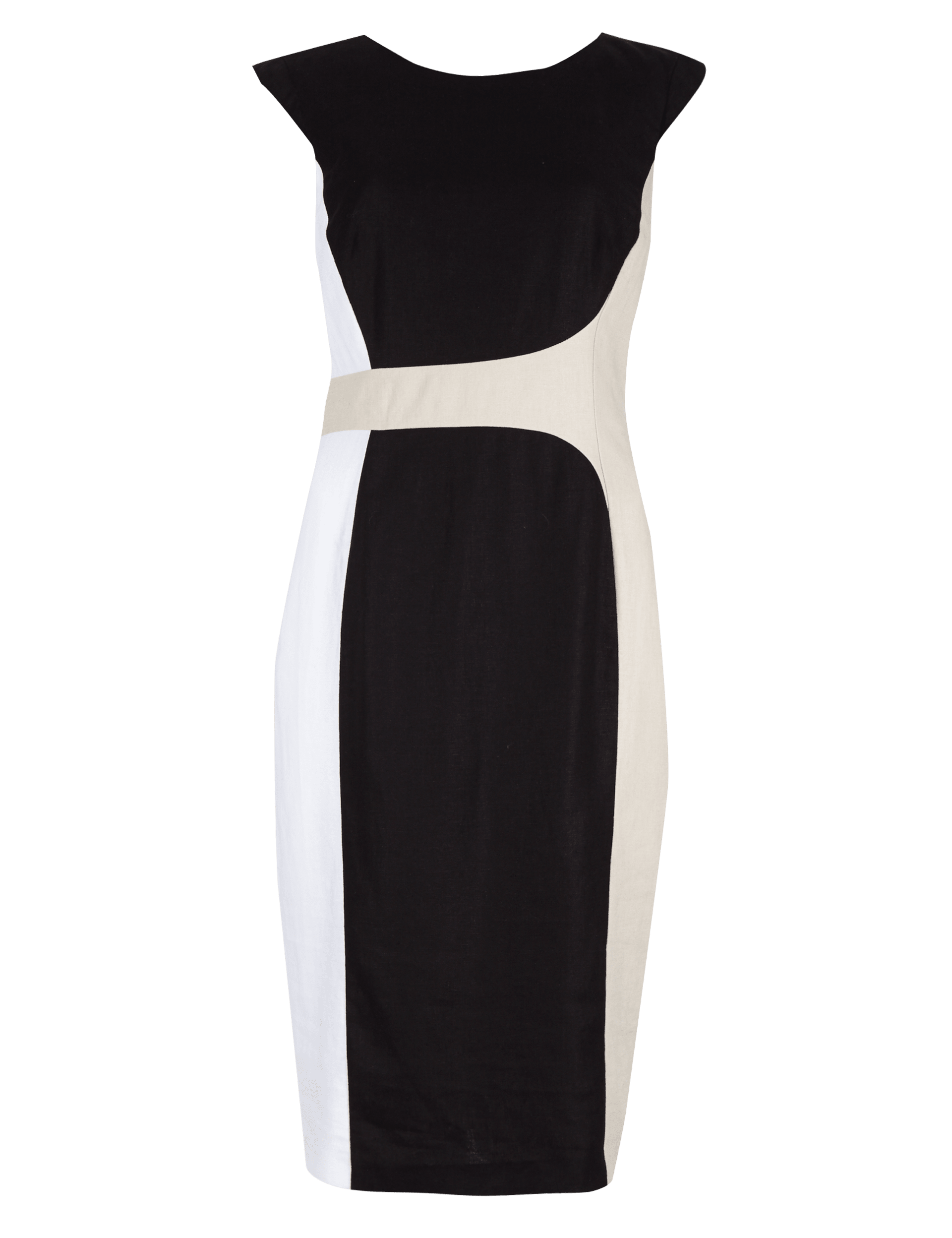 Linen Blend Curved Seam Colour Block Shift Dress | M&S Collection | M&S