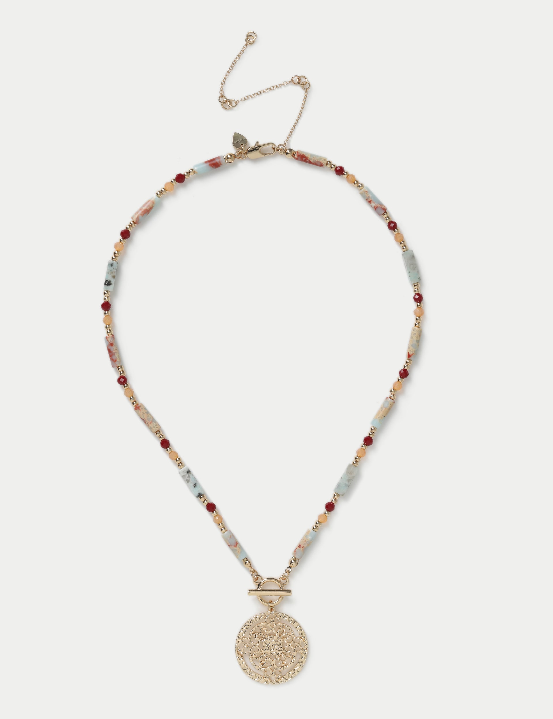 Tebapi Labradorite Pendant Necklace - Natural Stone Pendant On Braided Rope Chain For Women & Men