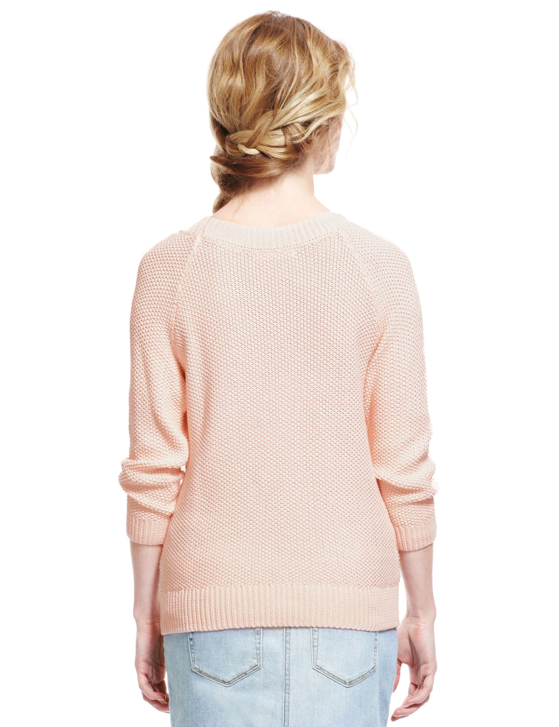 Pure Cotton Bead Embellished Pointelle Jumper Image 2 of 4
