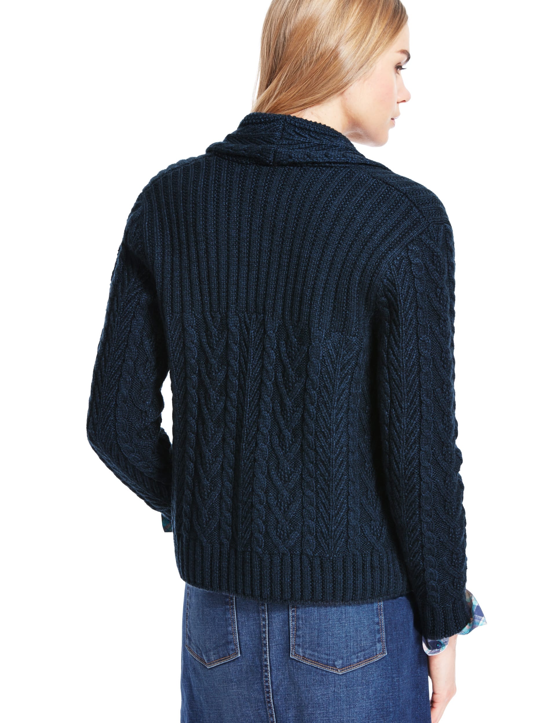 Open Front Chevron Cardigan with Wool Image 2 of 4