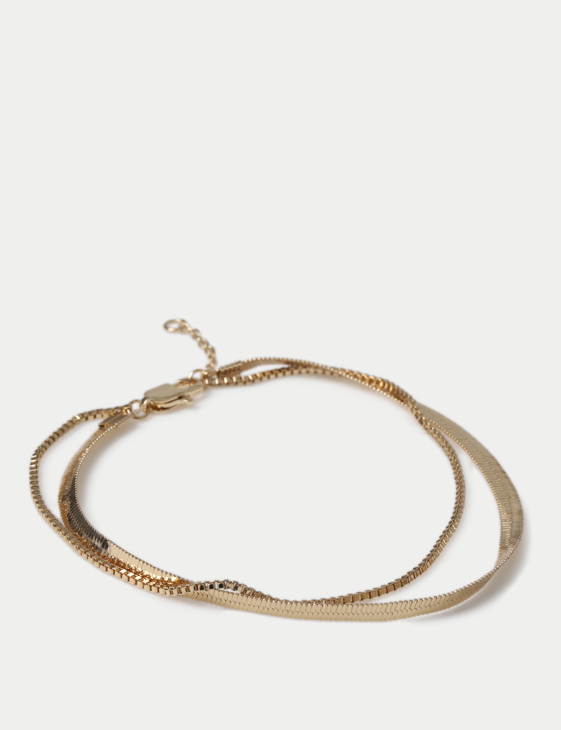 Gold Tone Multi Row Chain Anklets | M&S Collection | M&S