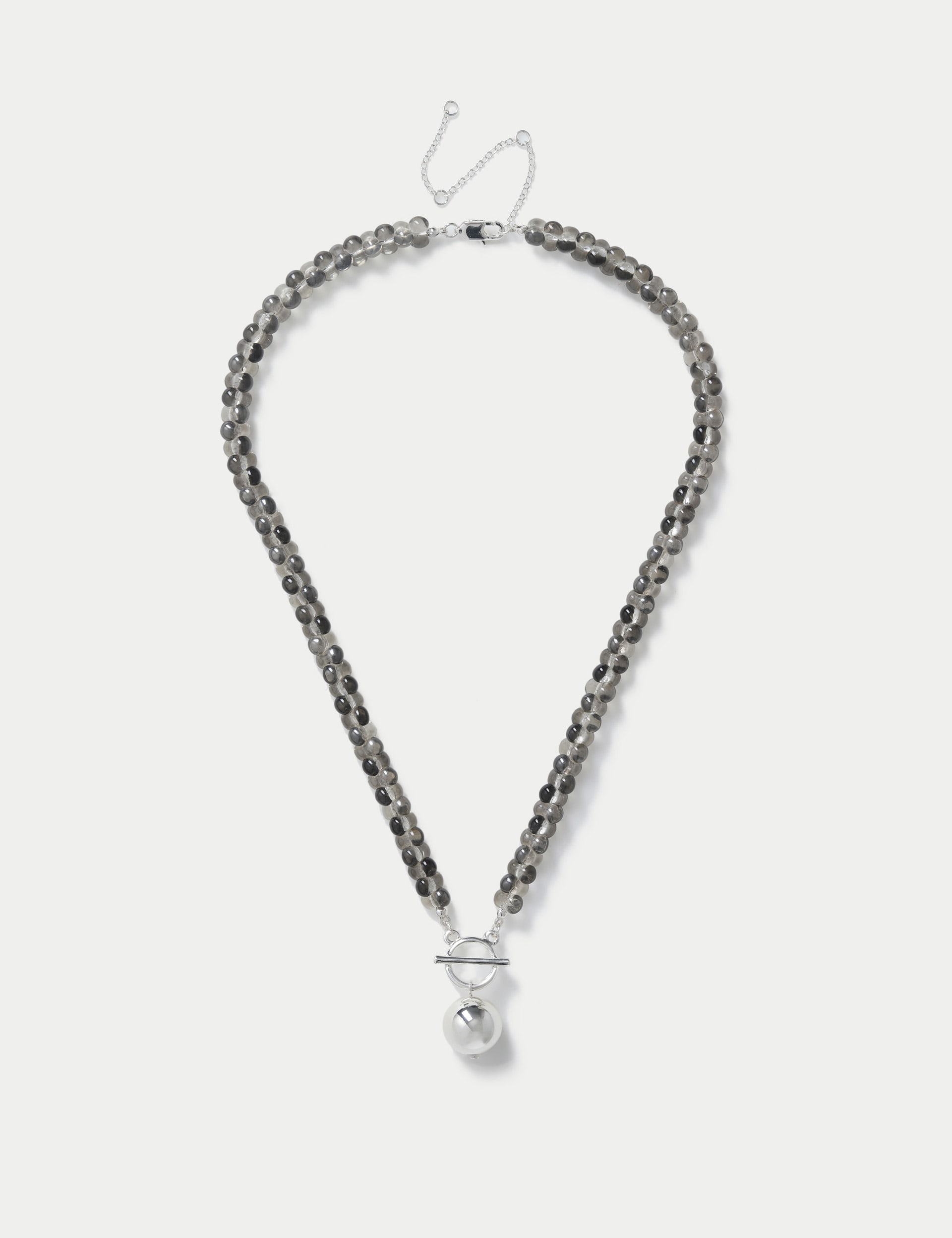 Silver Tone Beaded Glass Short Rope Necklace M S Collection M S