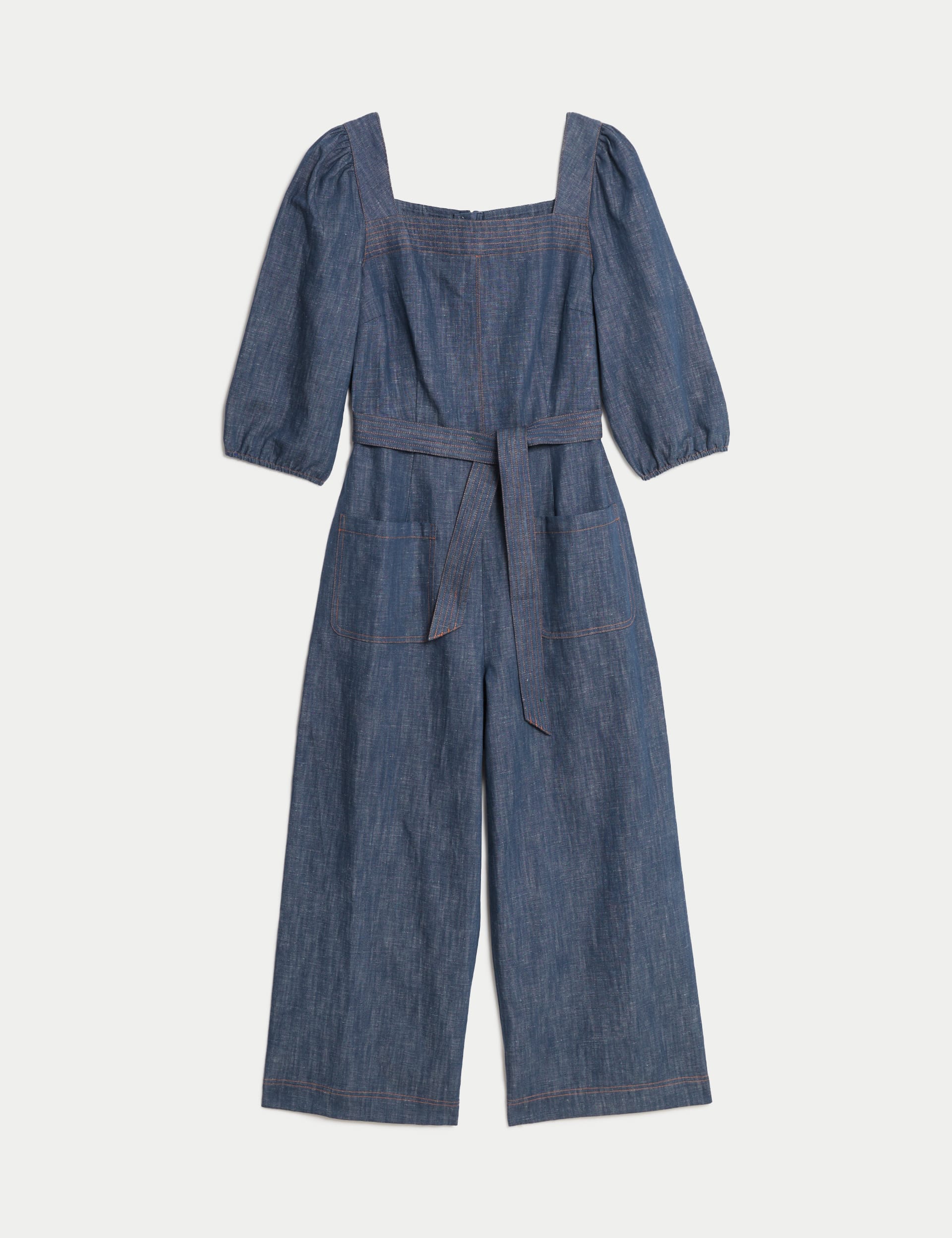 Denim Belted Ankle Grazer Jumpsuit