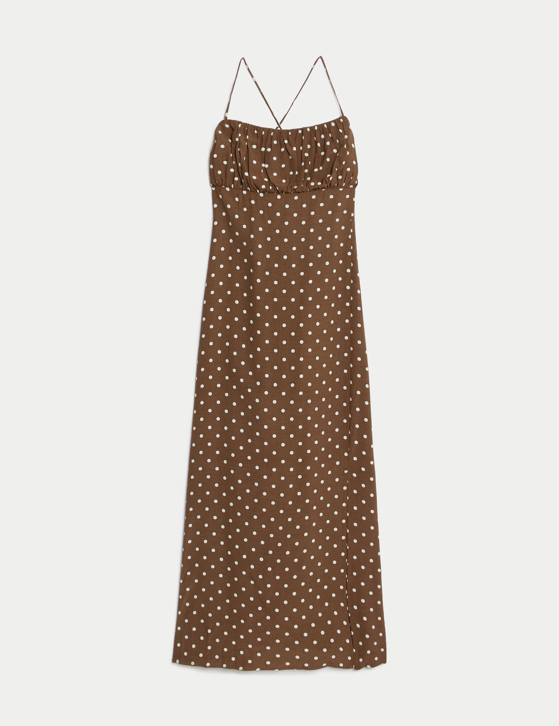 Polka Dot Square Neck Midi Slip Dress