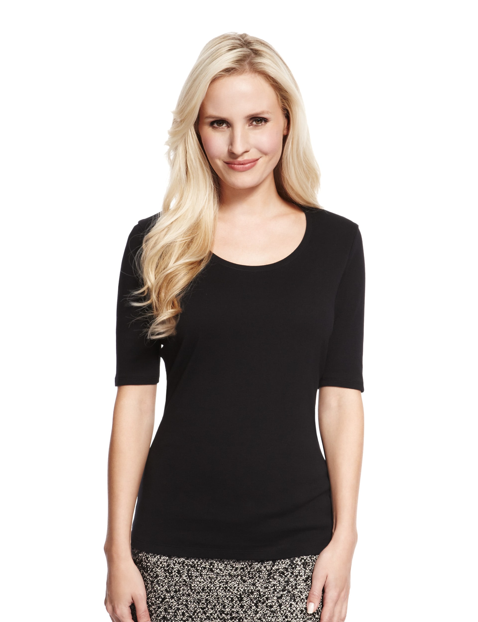 PETITE Pure Cotton Scoop Neck T-Shirt Image 2 of 7