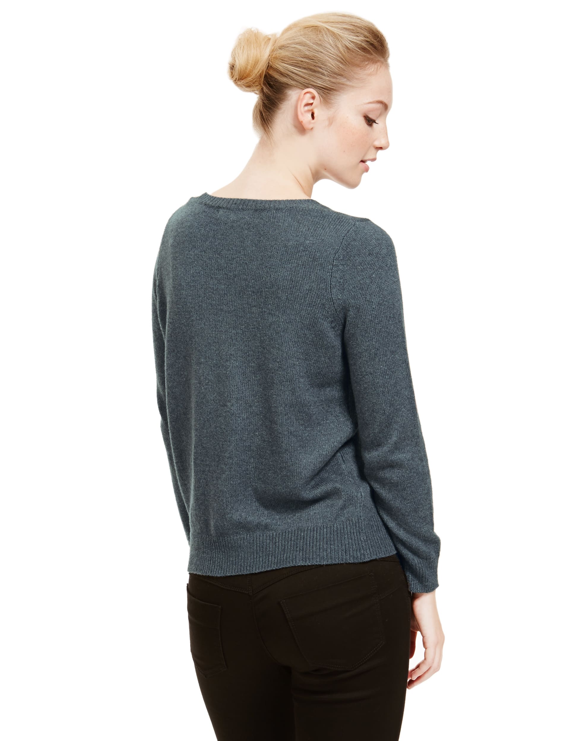 PETITE Cotton Rich Sequin Robin Jumper Image 2 of 4