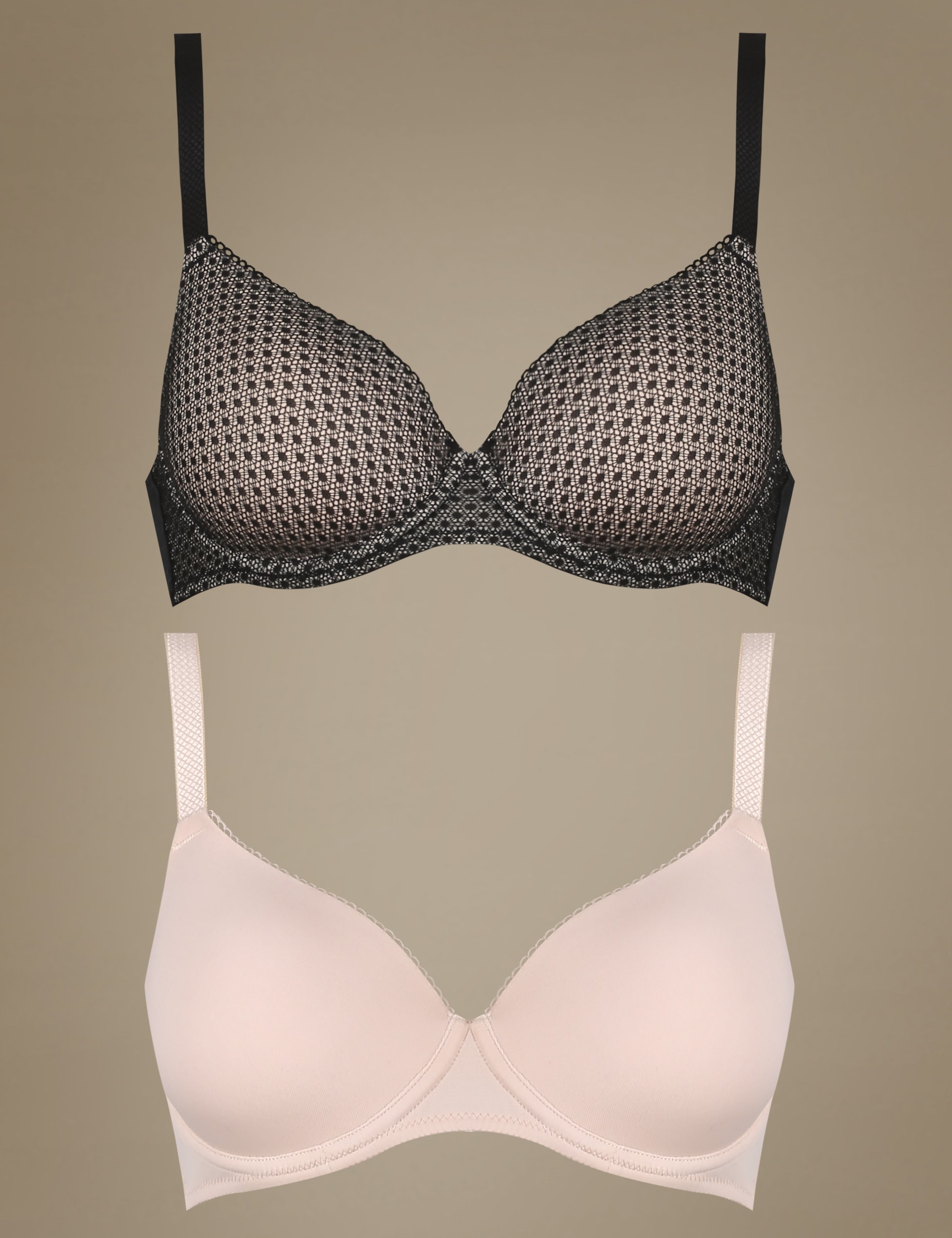 2 Pack Assorted Padded Underwired Full Cup T-Shirt Bras A-E Image 2 of 6