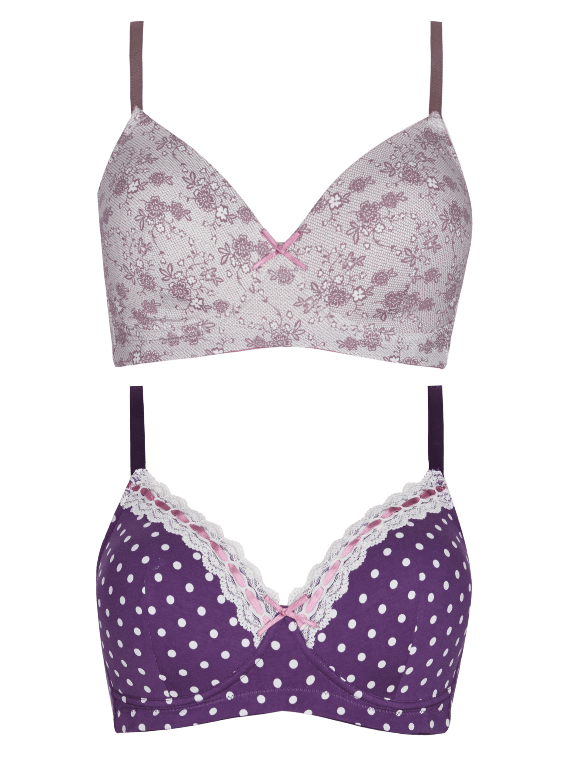 2 Pack Cotton Rich Post Surgery Assorted Full Cup A-DD Bras Image 1 of 2