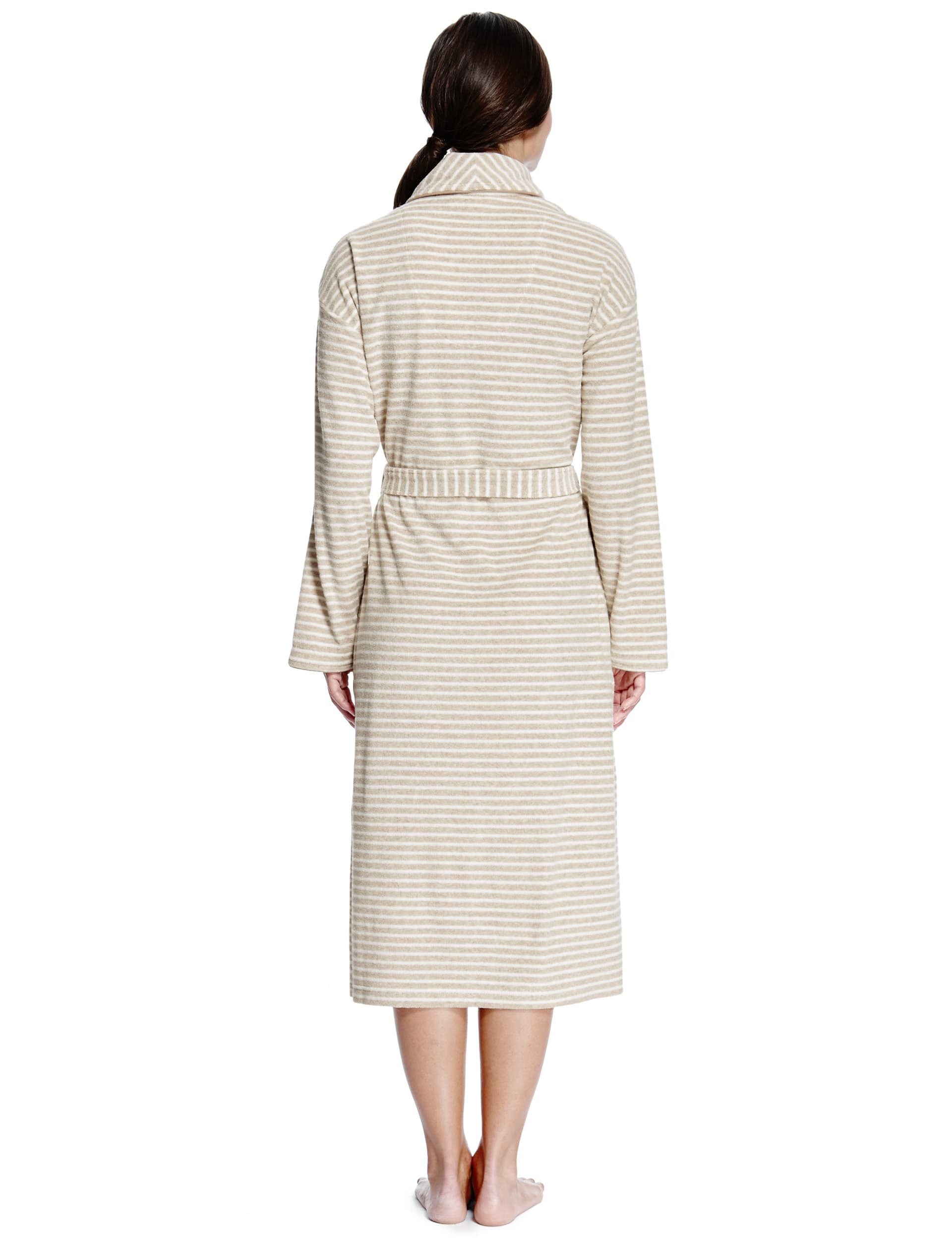 Cotton Rich Baby Terry Striped Wrap Dressing Gown Image 2 of 5