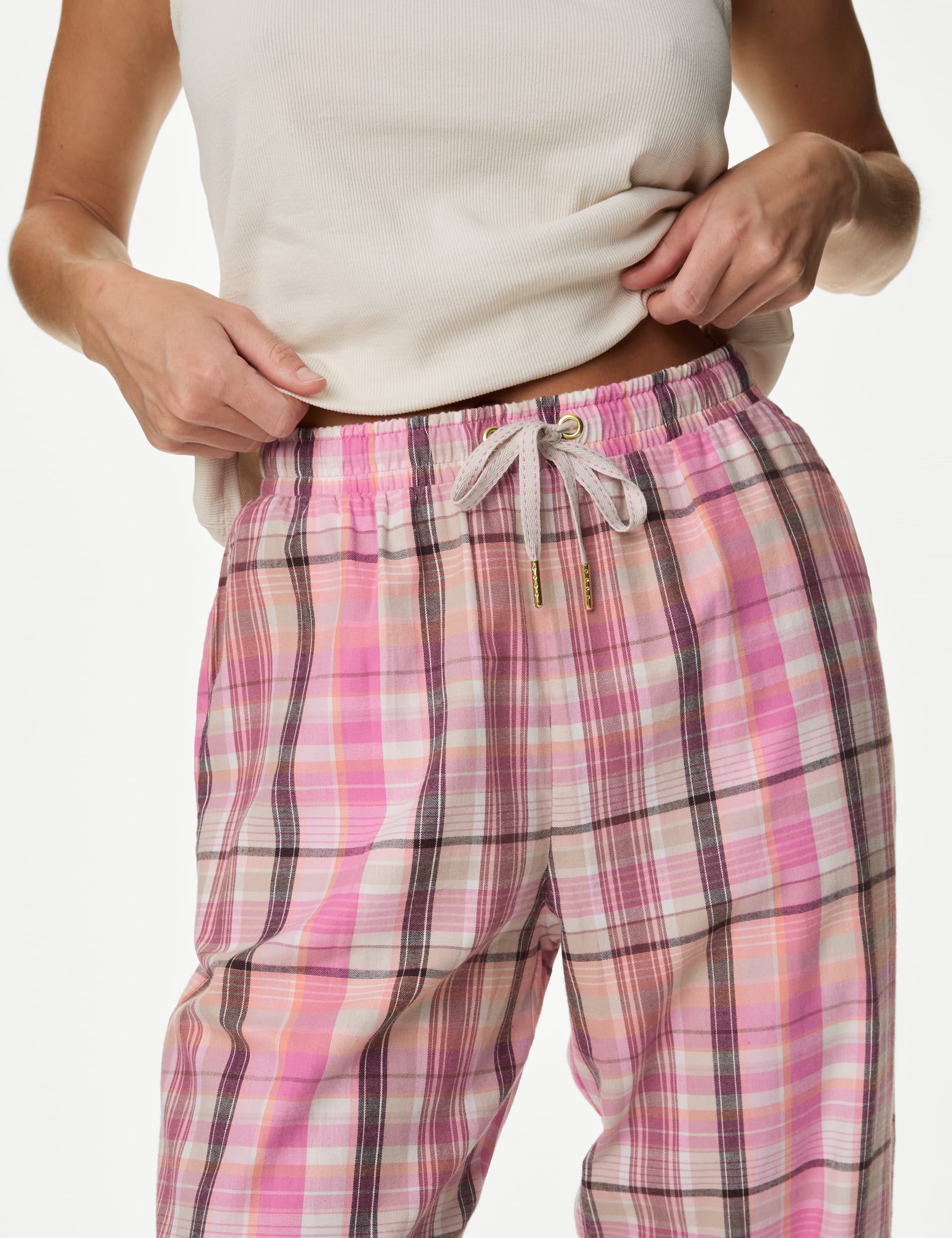 Pure Cotton Checked Pyjama Bottoms