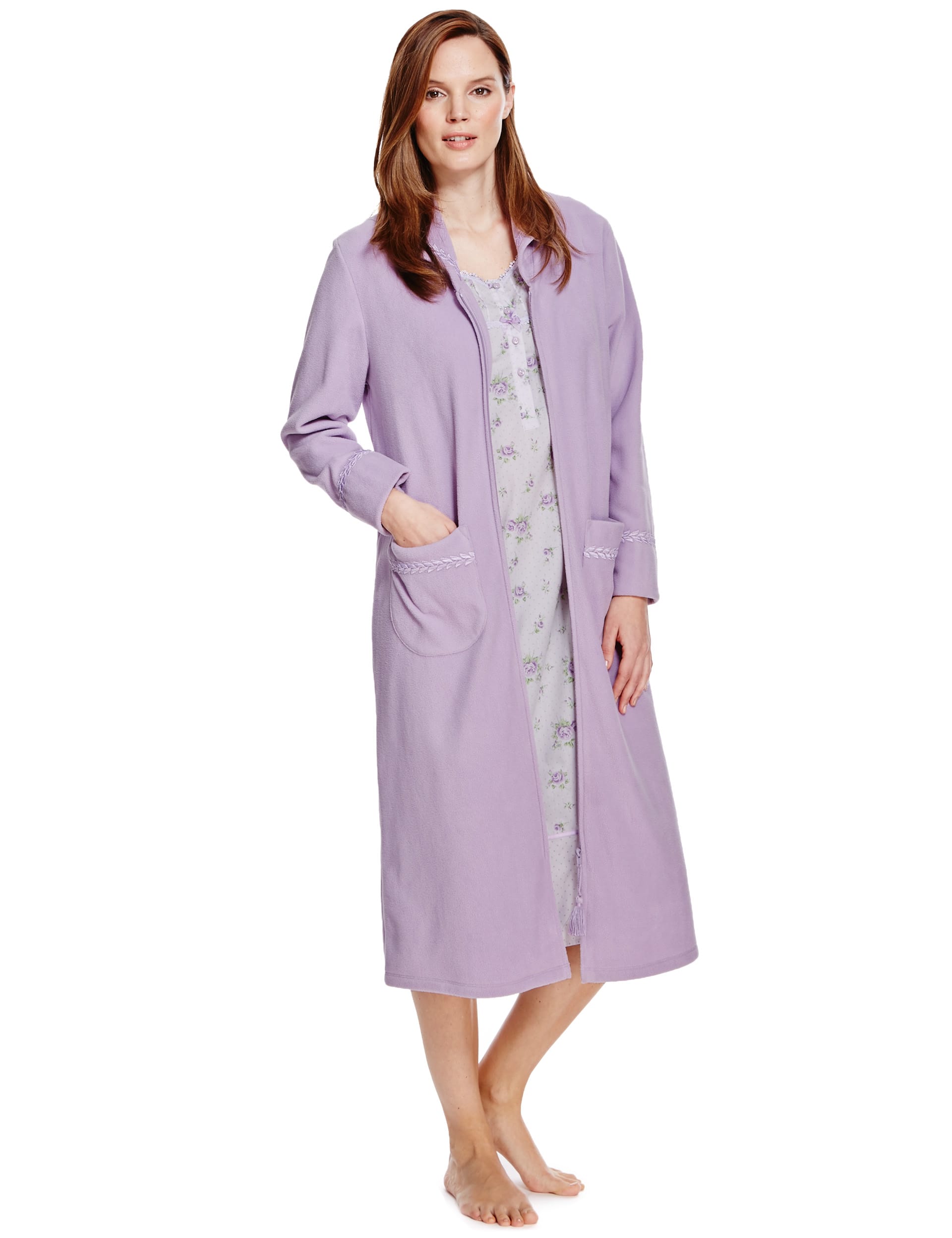 Zipped Fleece Dressing Gown M S Collection M S