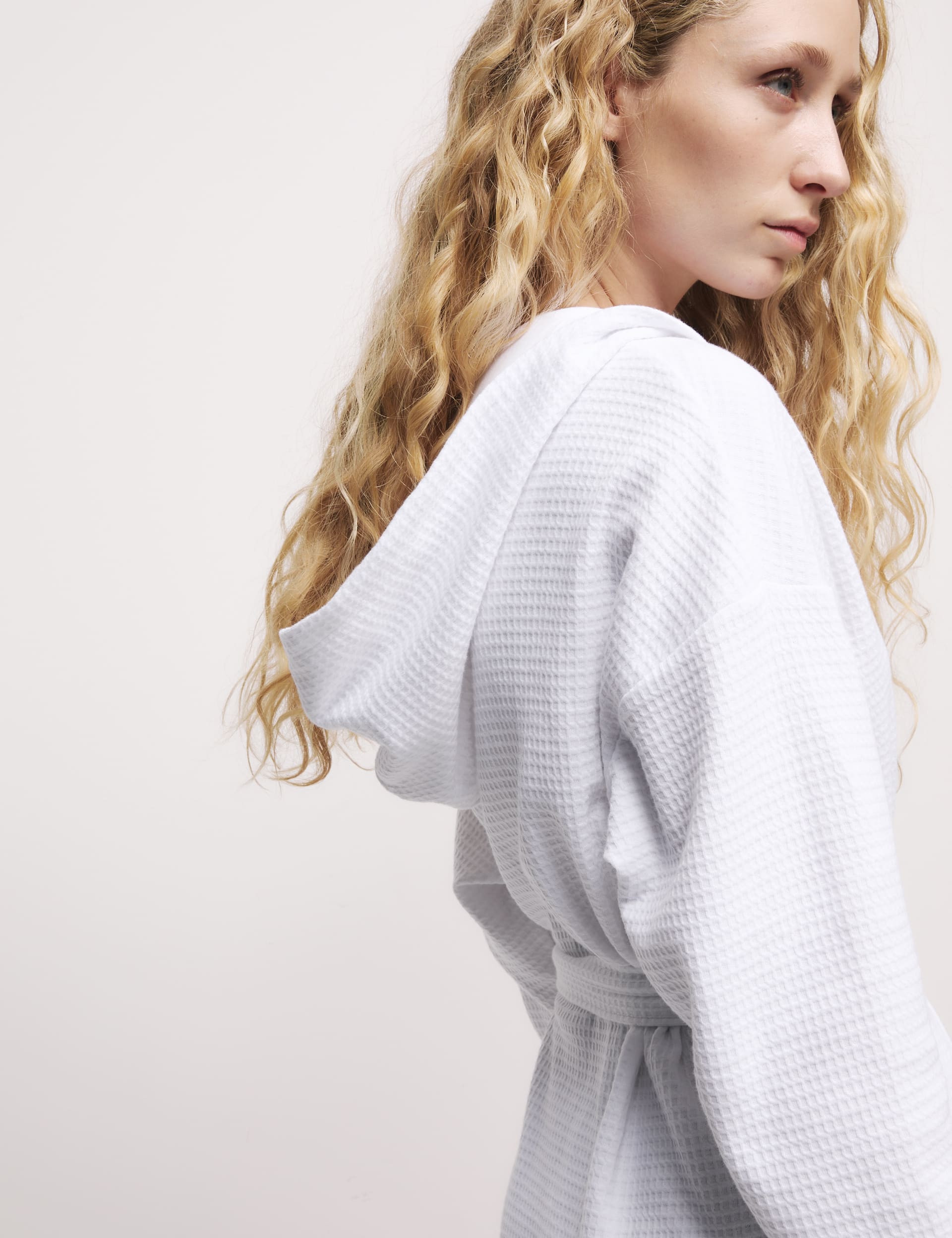 Pure Cotton Jersey Waffle Dressing Gown