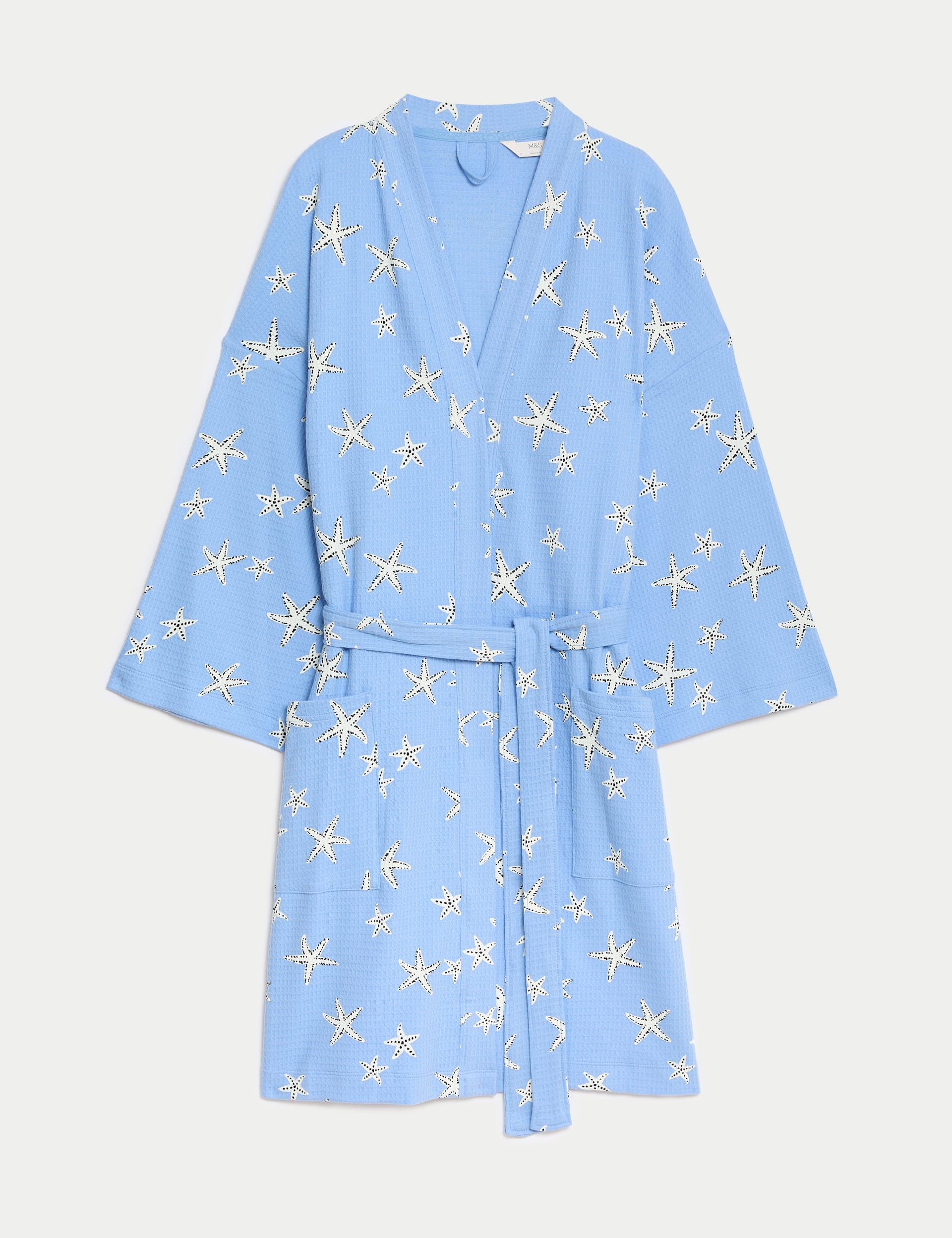 Pure Cotton Waffle Printed Dressing Gown