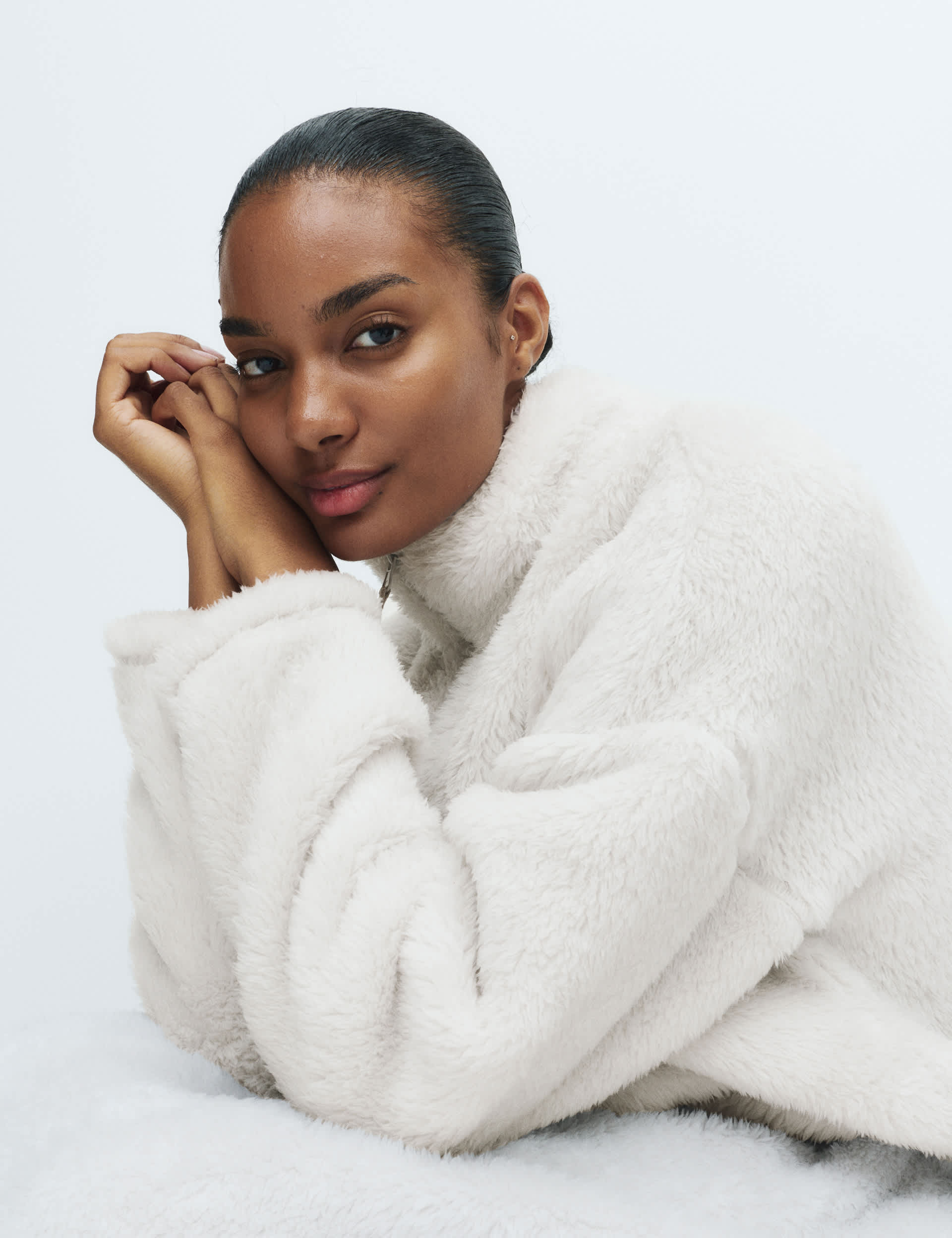 Long Pile Fleece Zipped Dressing Gown | M&S | M&S