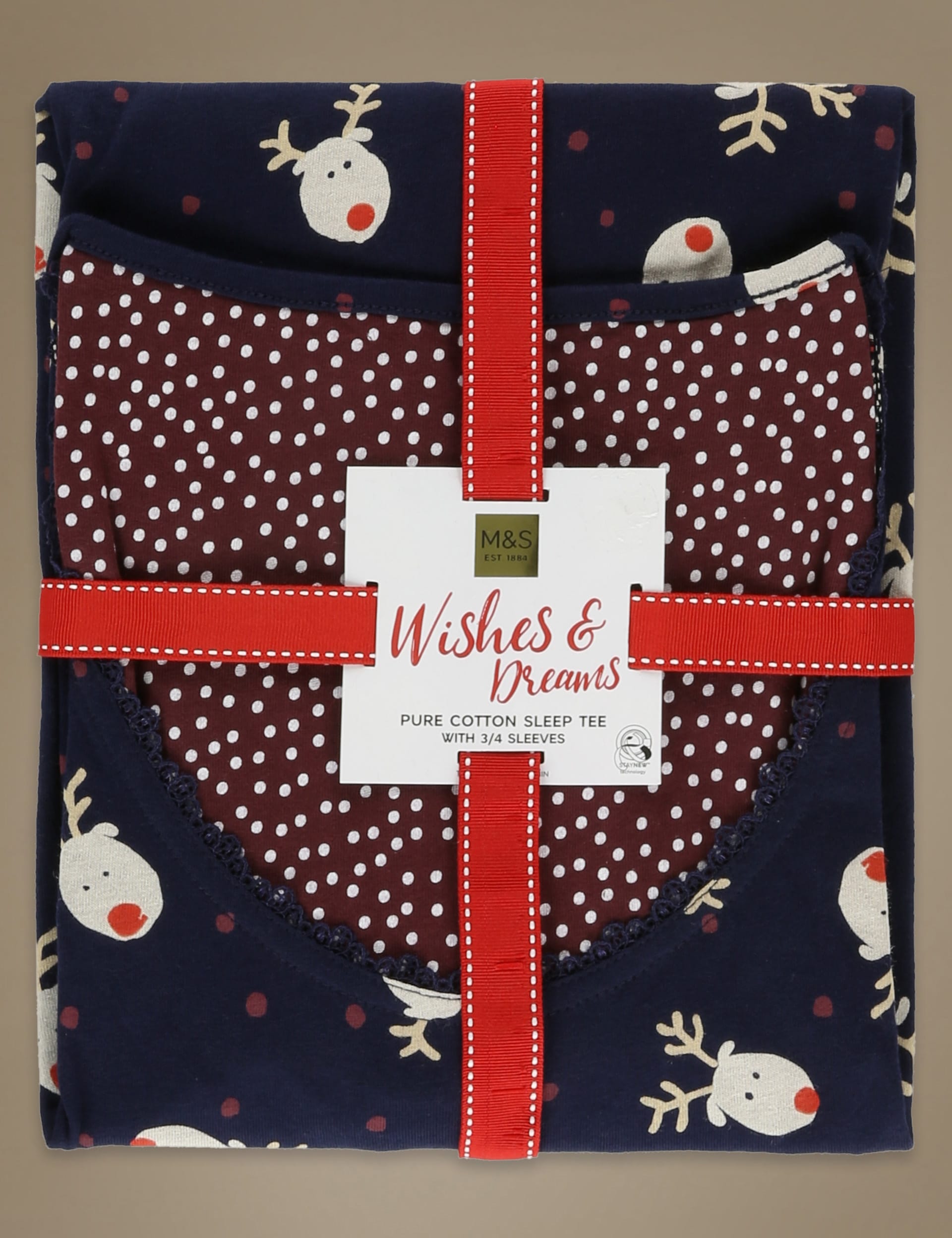 3/4 Sleeve Reindeer Print Nightshirt Image 2 of 7