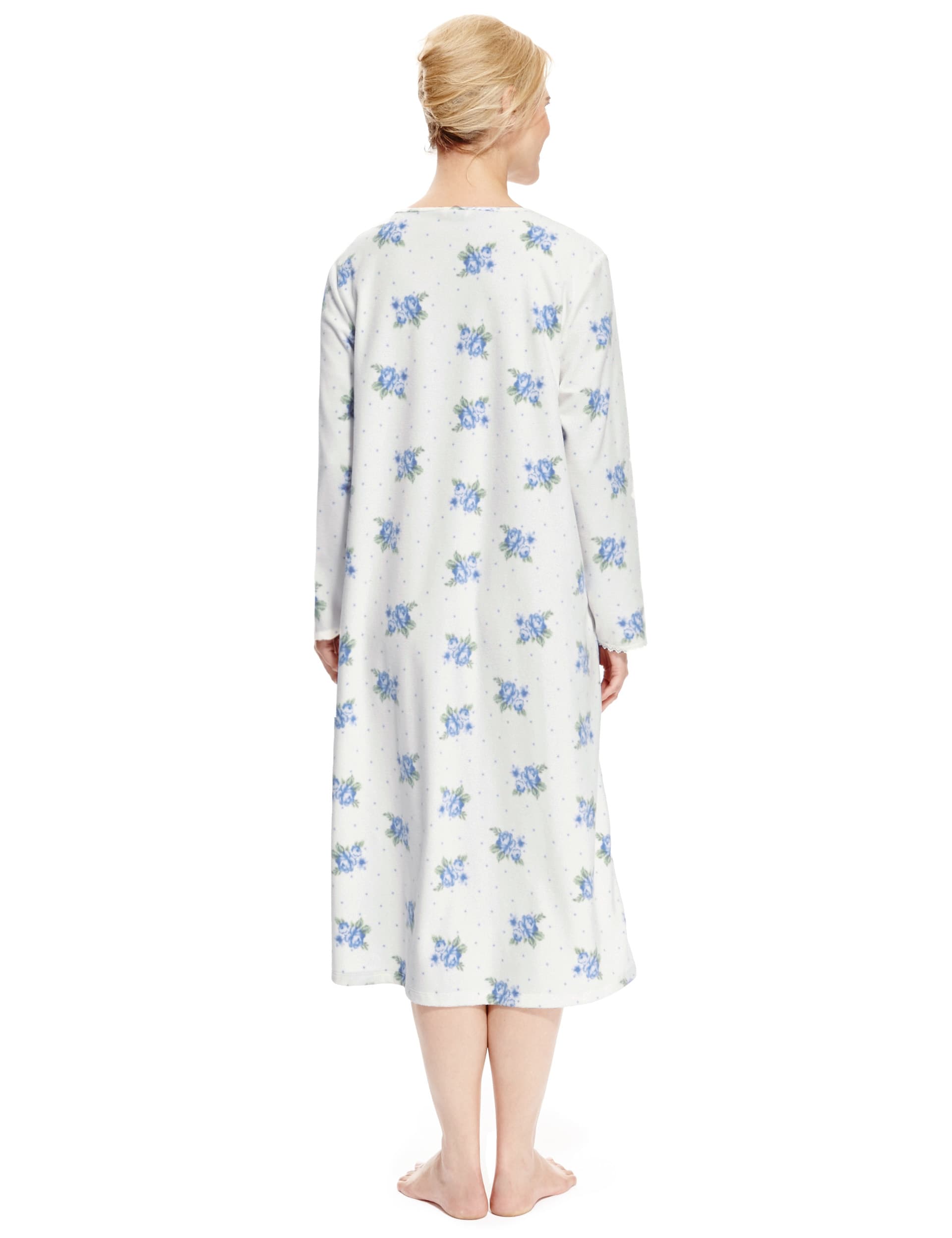 Floral & Spotted Fleece Nightdress Image 2 of 4