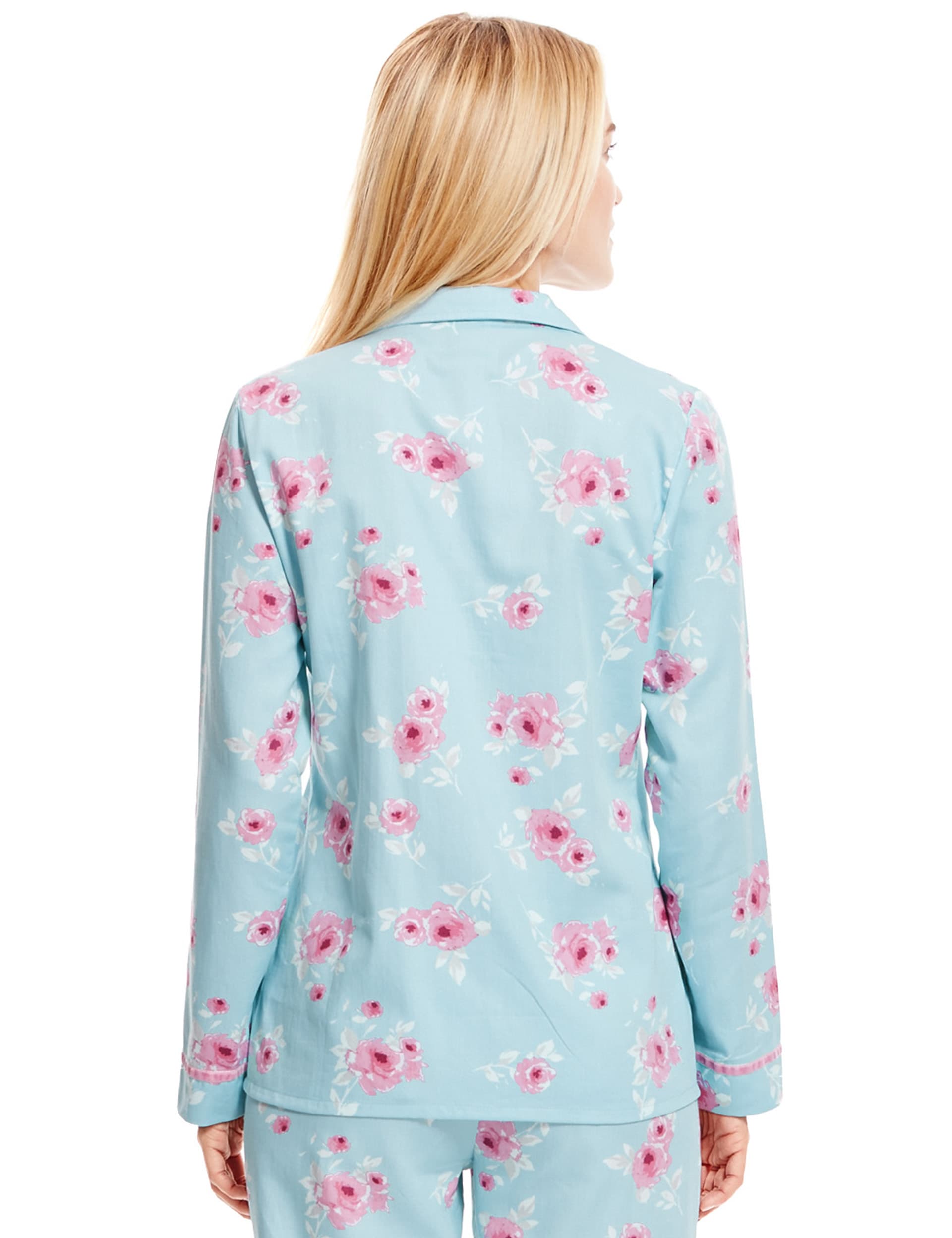 Pure Cotton Floral Satin Pyjamas with Cool Comfort™ Technology Image 2 of 5
