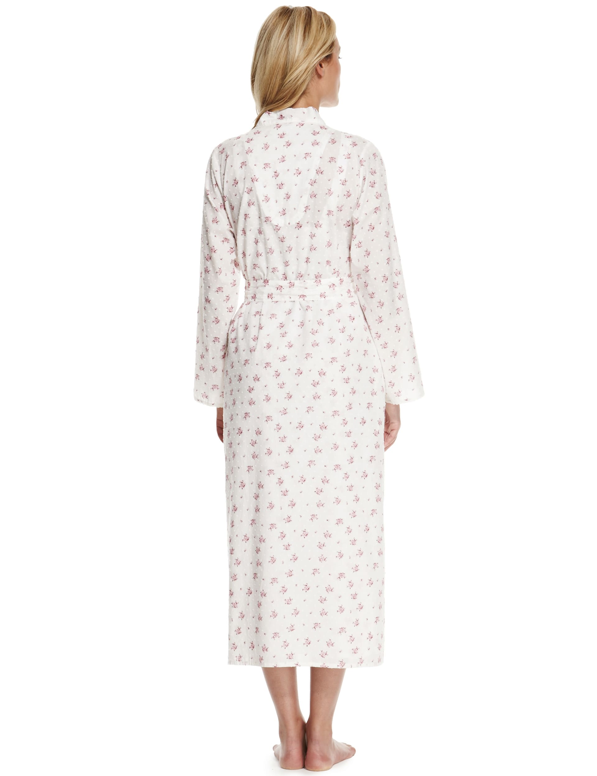 Pure Cotton Rose Print Dressing Gown with Cool Comfort™ Technology Image 2 of 6