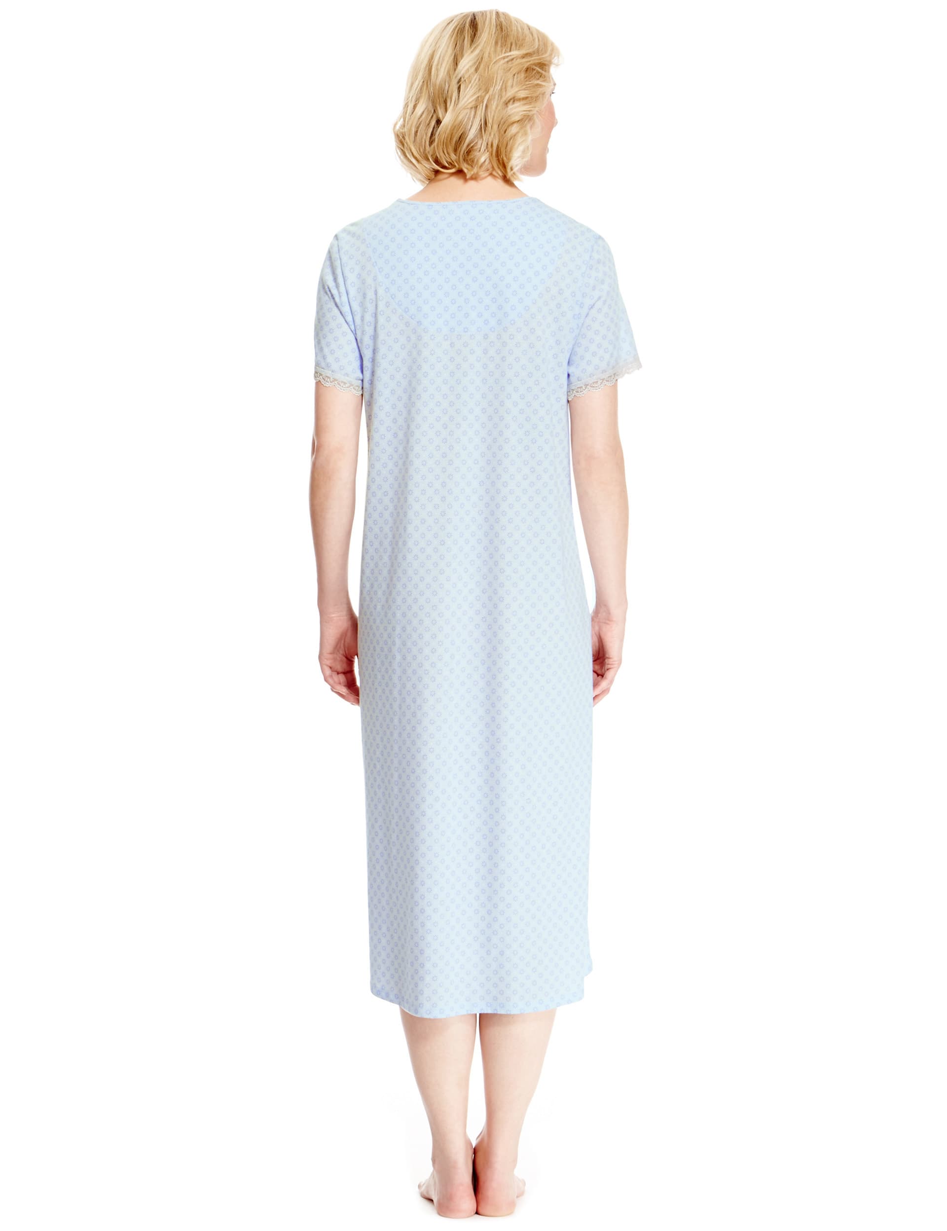 Geometric Floral Embroidered Nightdress Image 2 of 4