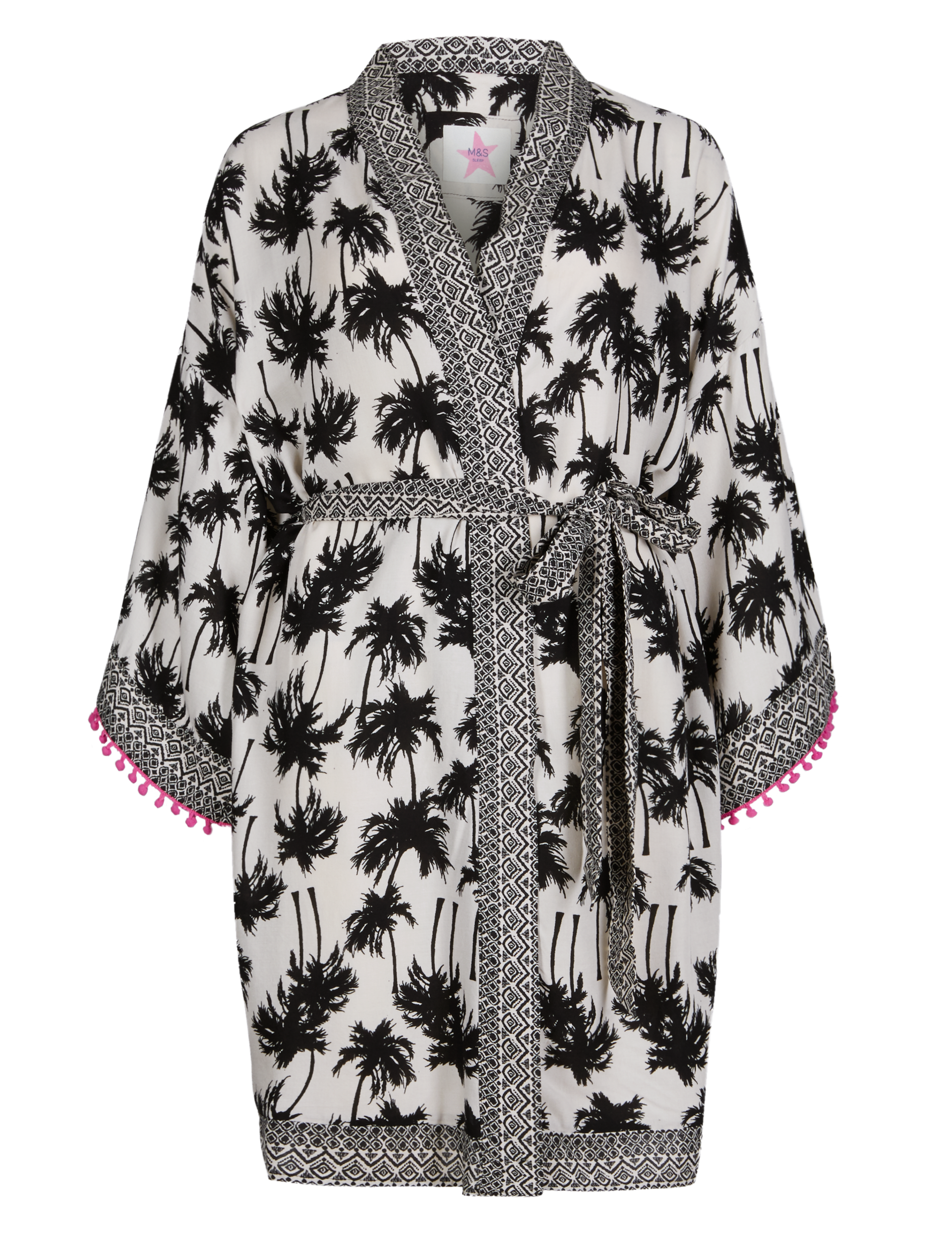 Palm Tree Print Belted Short Wrap Image 2 of 4