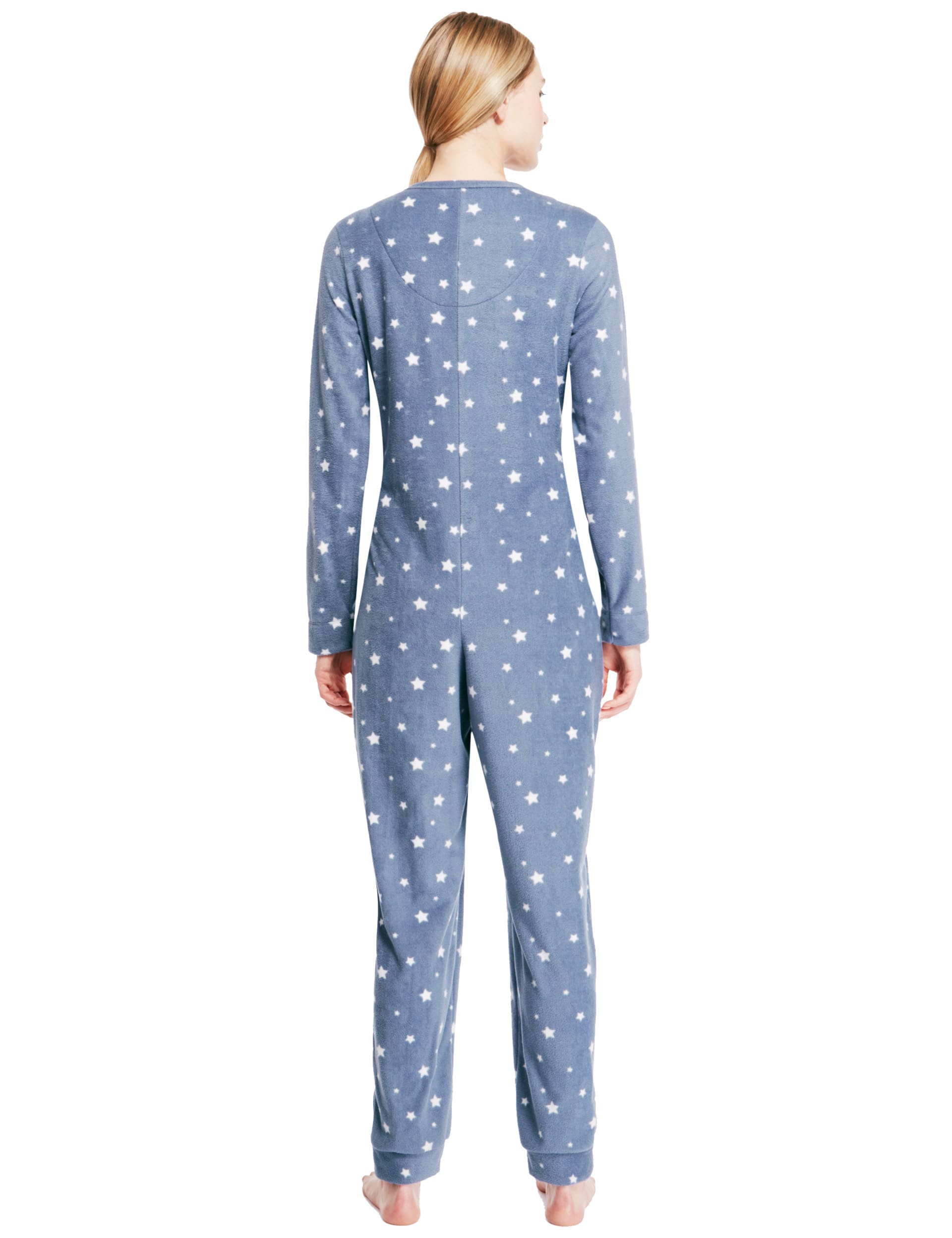 Star Print Zip Through Micro Fleece Onesie Image 2 of 5