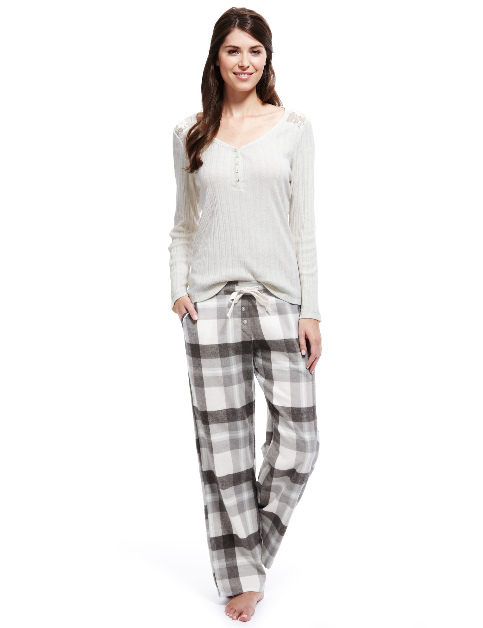 Super Soft Floral Lace Pyjama Top Image 2 of 4