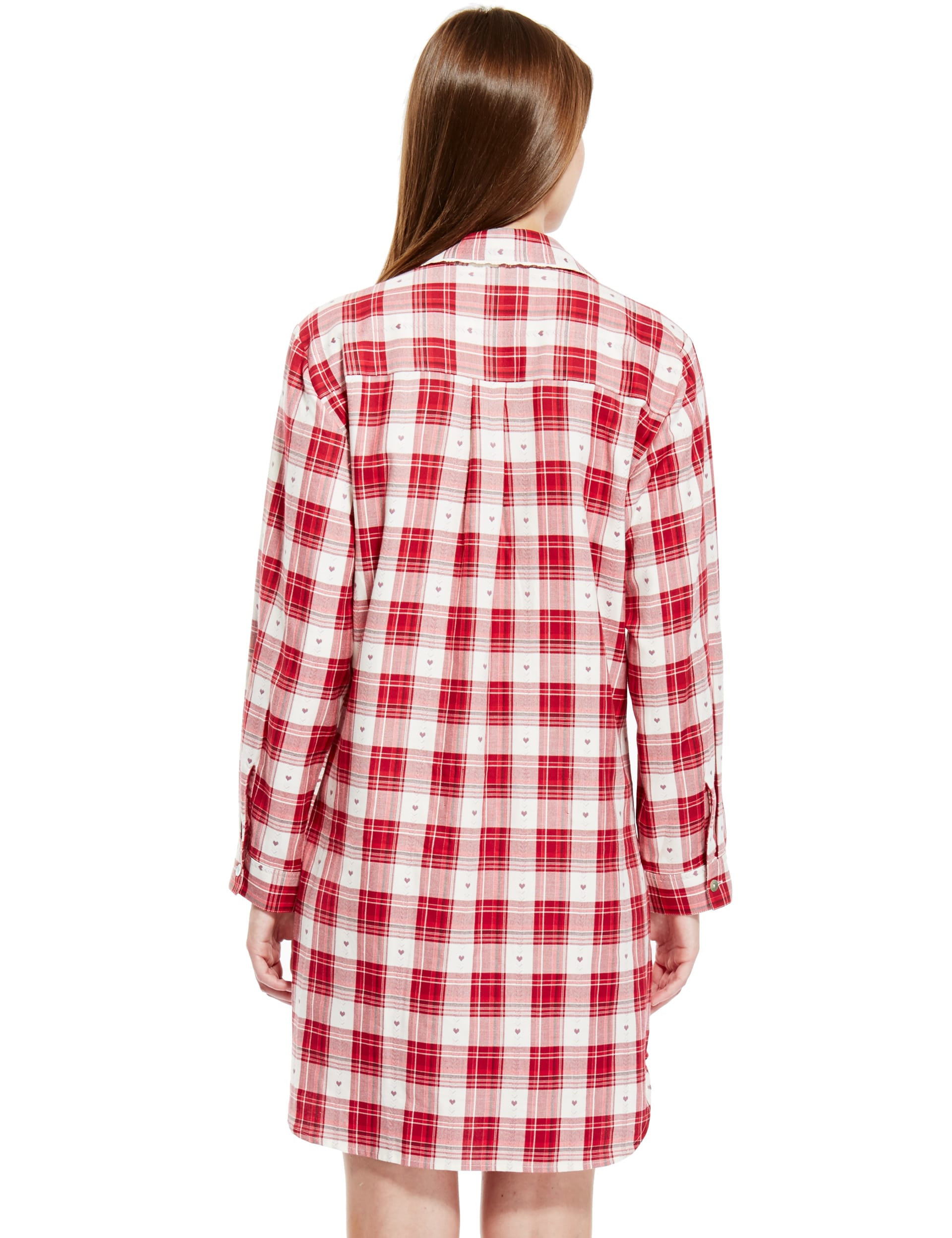 Pure Cotton Heart & Dobby Checked Nightshirt Image 2 of 4