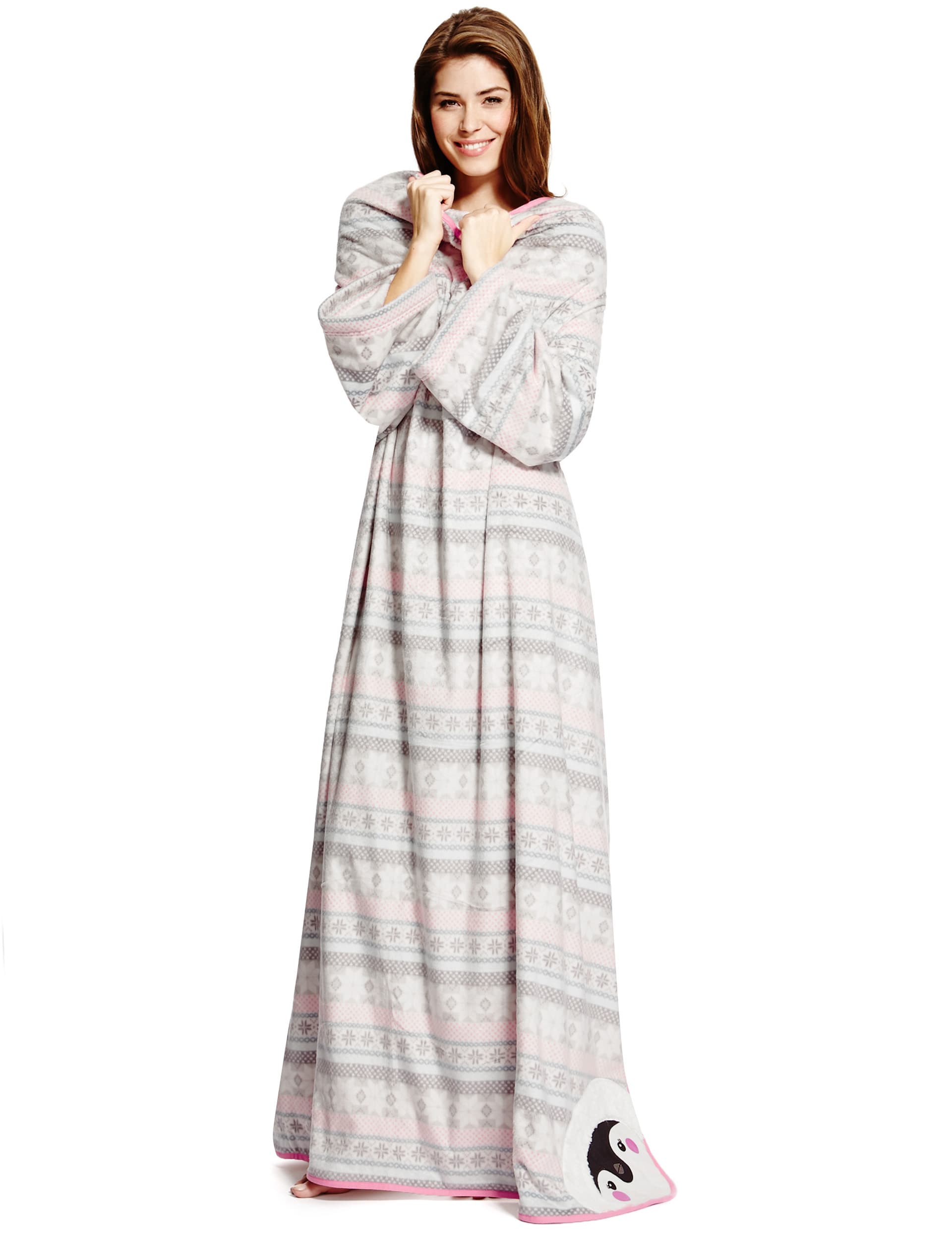 Fleece Penguin Blanket Dressing Gown Image 2 of 3